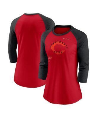 Women's Nike Red/Navy Washington Nationals Next Up Tri-Blend Raglan 3/4-Sleeve T-Shirt, Size: Large Product Image