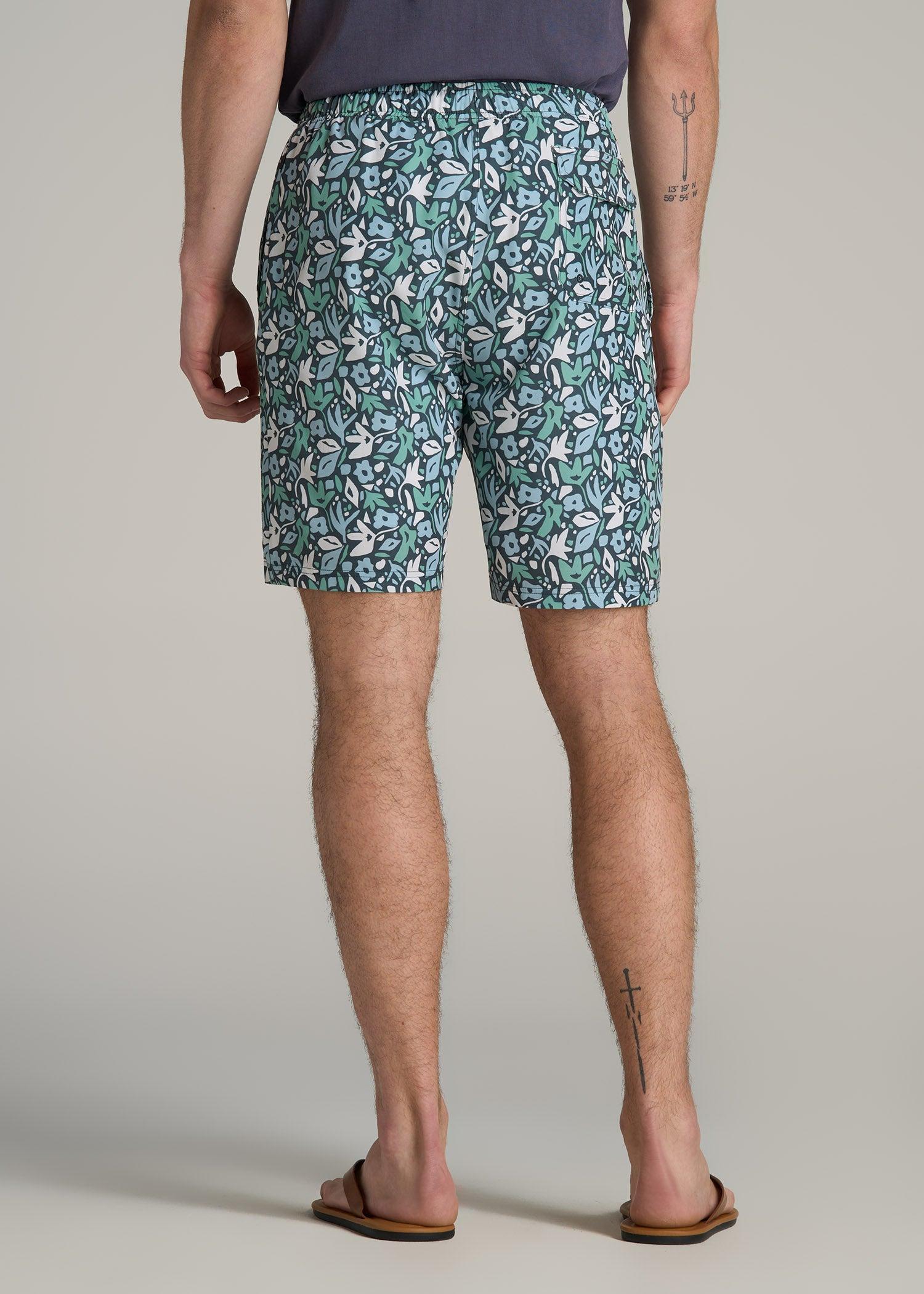Volley Swim Shorts for Tall Men in Green Floral Product Image