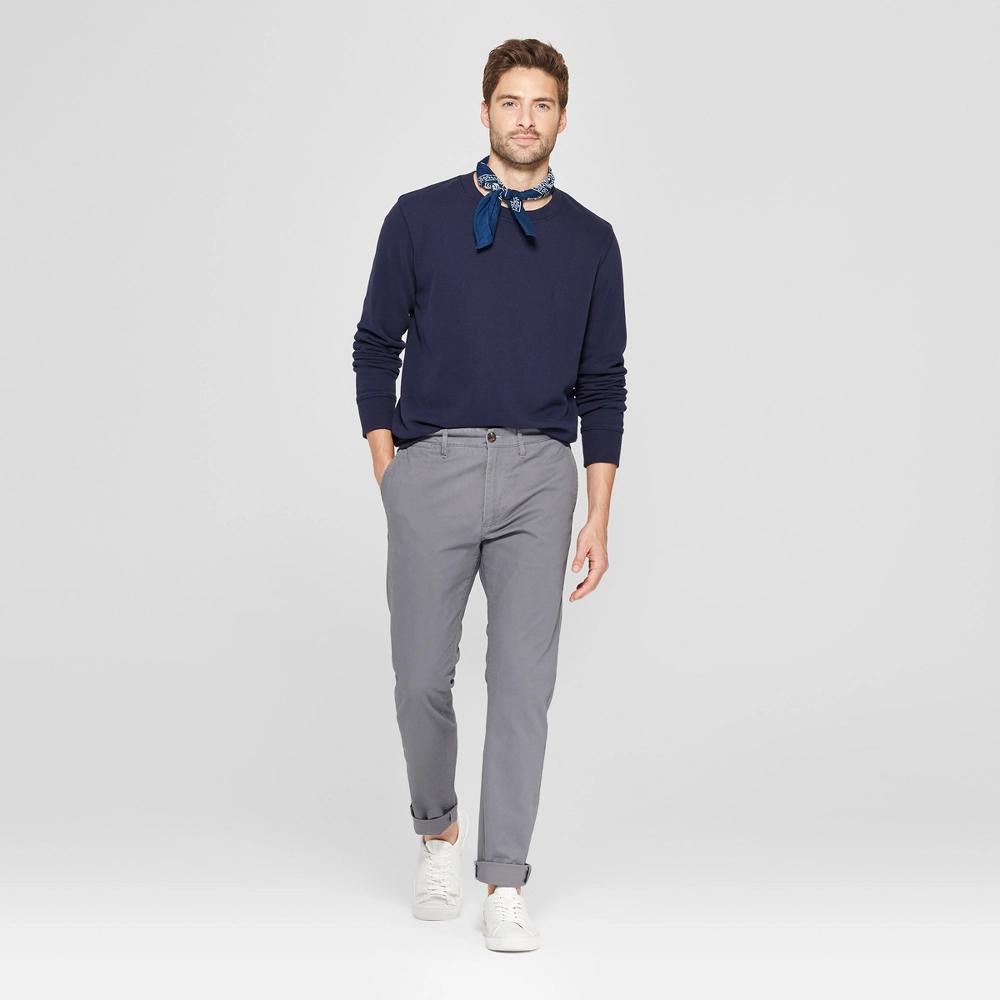 Men's Every Wear Slim Fit Chino Pants - Goodfellow & Co™ Thundering Gray 42x30: Cotton-Spandex Blend, Mid Rise, Machine Washable Product Image