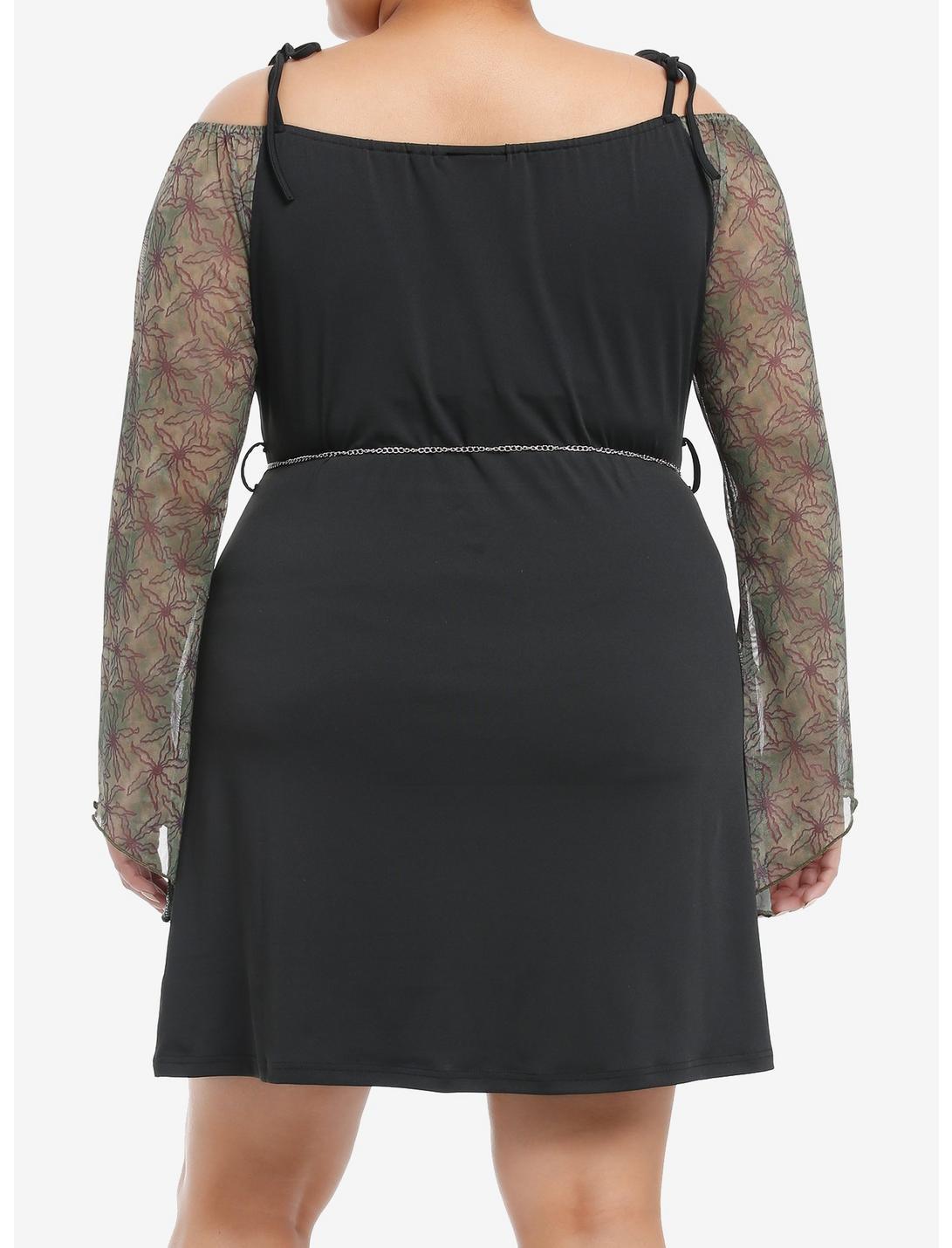 Thorn & Fable Grunge Floral Cold Shoulder Dress With Belt Plus Size Product Image