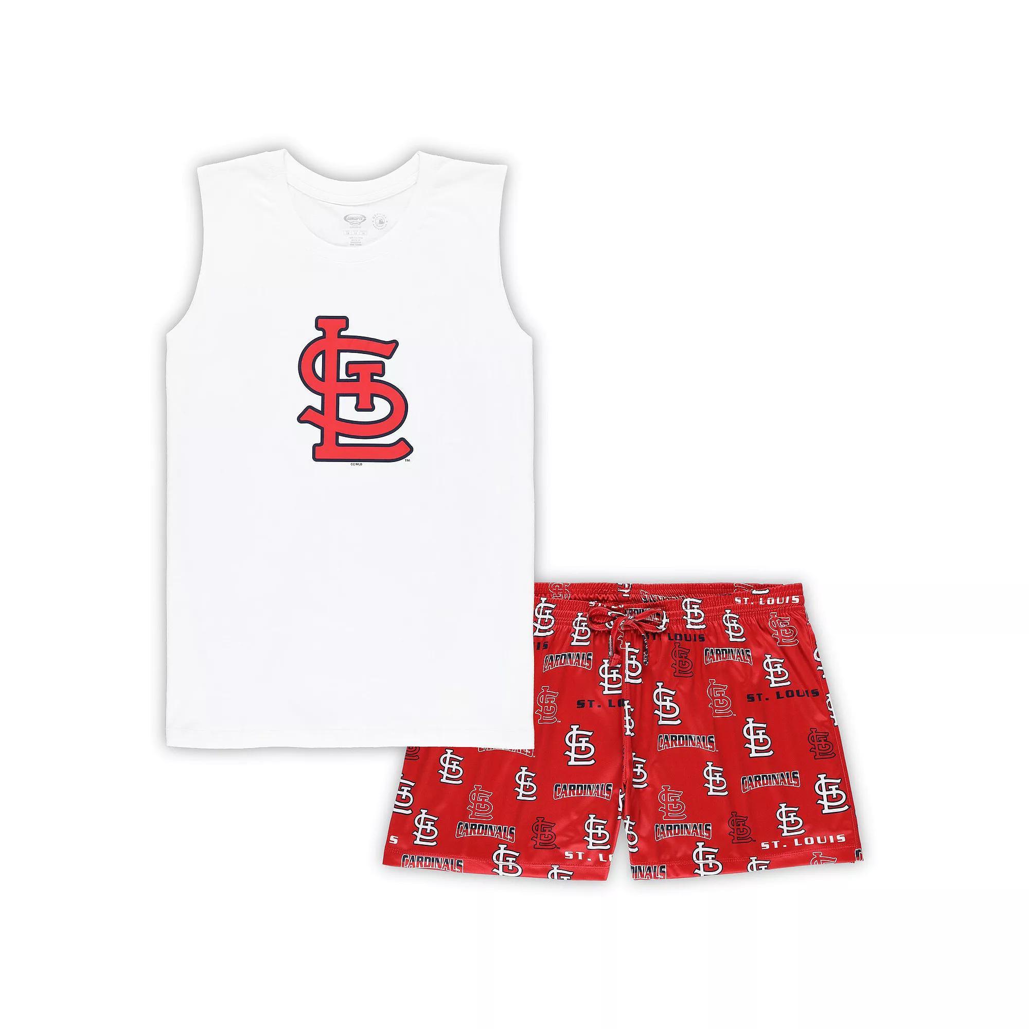 Women's Concepts Sport White/Red St. Louis Cardinals Plus Size Tank Top & Shorts Sleep Set, Size: 1XL Product Image
