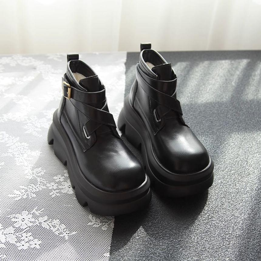 Platform Buckled Short Boots Product Image