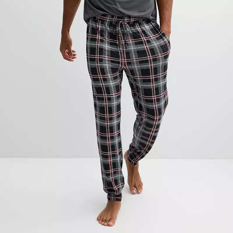 Men's Sonoma Goods For Life® Supersoft Banded Bottom Pajama Pants, Size: Medium, Gray Red Check Product Image