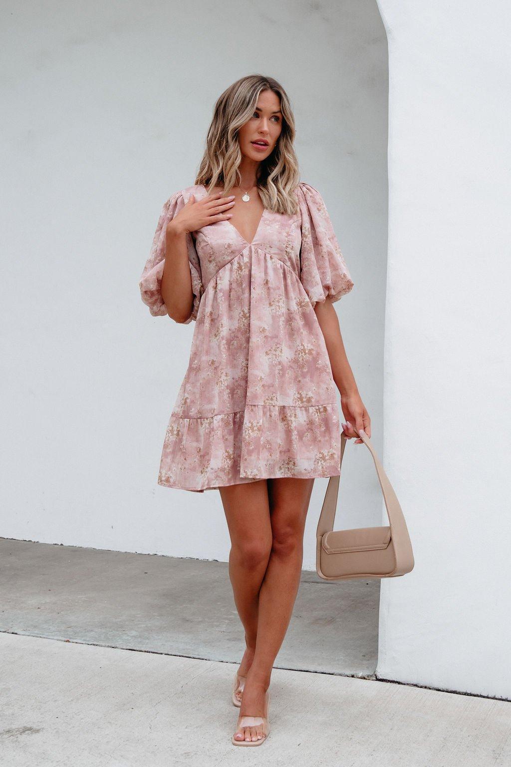 Blush Floral Print Mini Dress - FINAL SALE Product Image