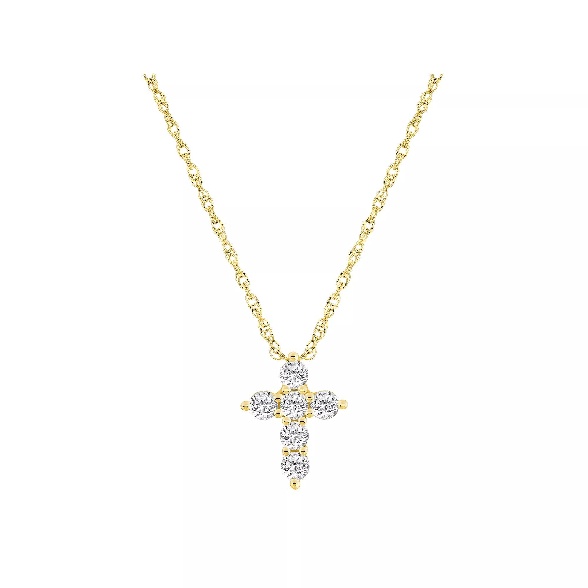 Alyson Layne 14k Gold 1/2 Carat T.W. Diamond Cross Pendant Necklace, Women's, Size: 18" Product Image