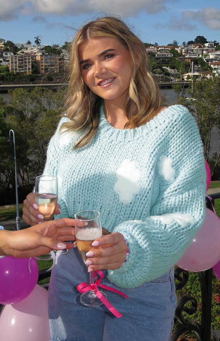 Cloudy Cloud Blue Knit Sweater Product Image