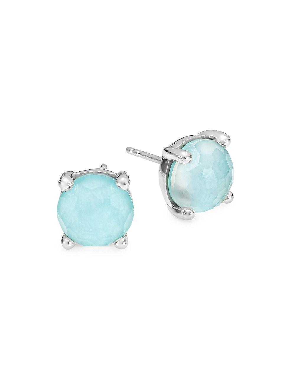 Ippolita Sterling Silver Rock Candy Bronze Turquoise Composite & Rock Crystal Doublet Stud Earrings Product Image