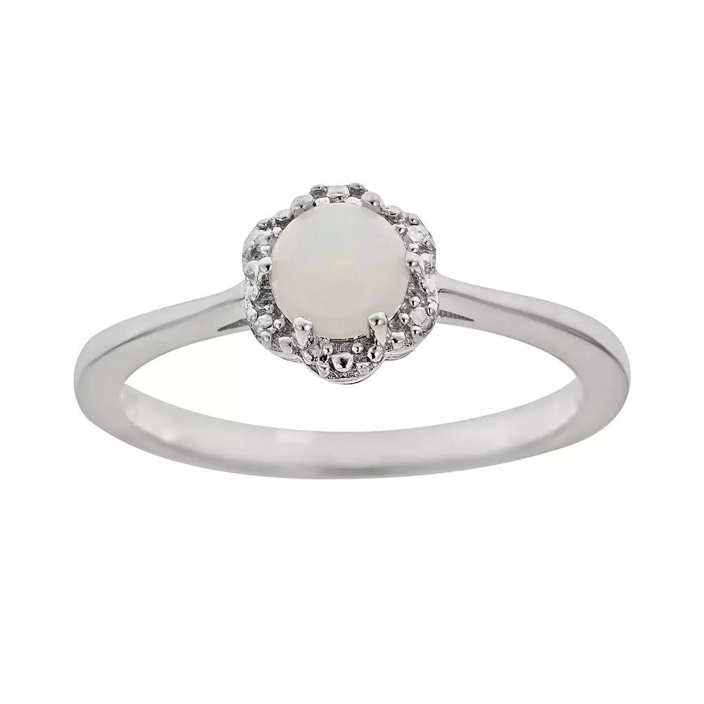 Celebration Gems Sterling Silver Aquamarine Studded Flower Ring, Women's, Size: 8 Product Image