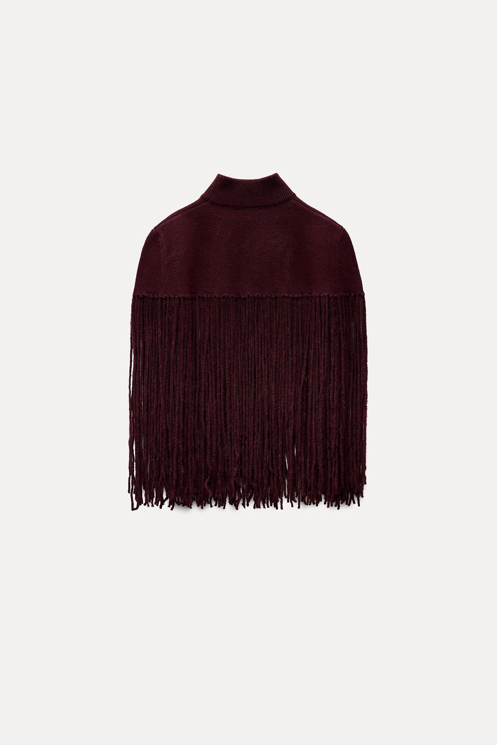 FRINGED KNIT CAPE Product Image