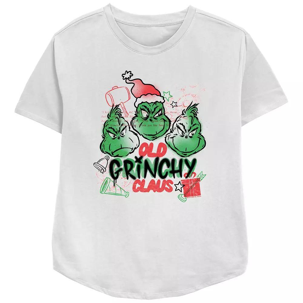 Women's Dr. Seuss Old Grinchy Claus Relaxed Fit Graphic Tee, Size: XL, White Product Image