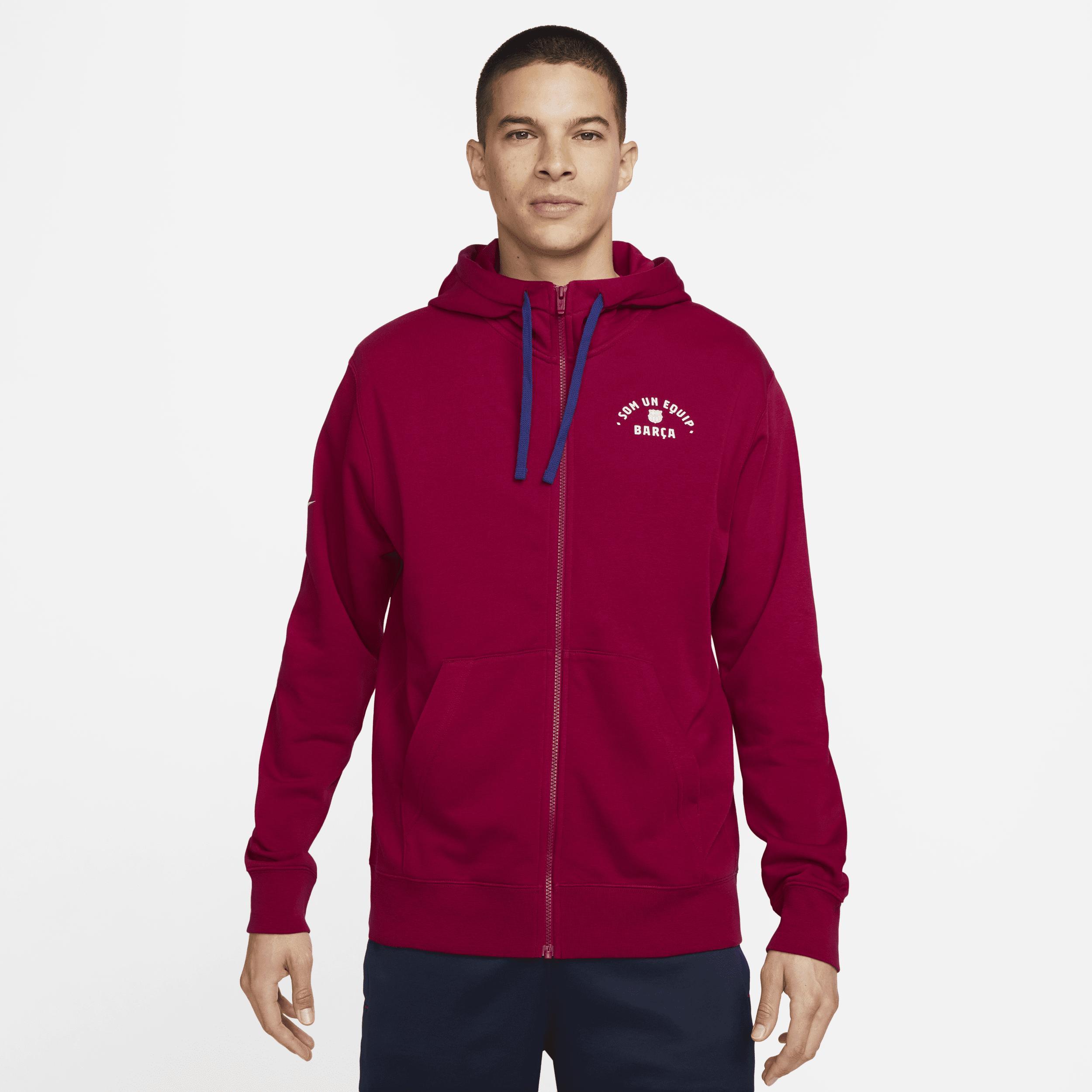Men's Nike  Red Barcelona Club Fleece Full-Zip Hoodie, Size: 2XL, Bar Red Product Image
