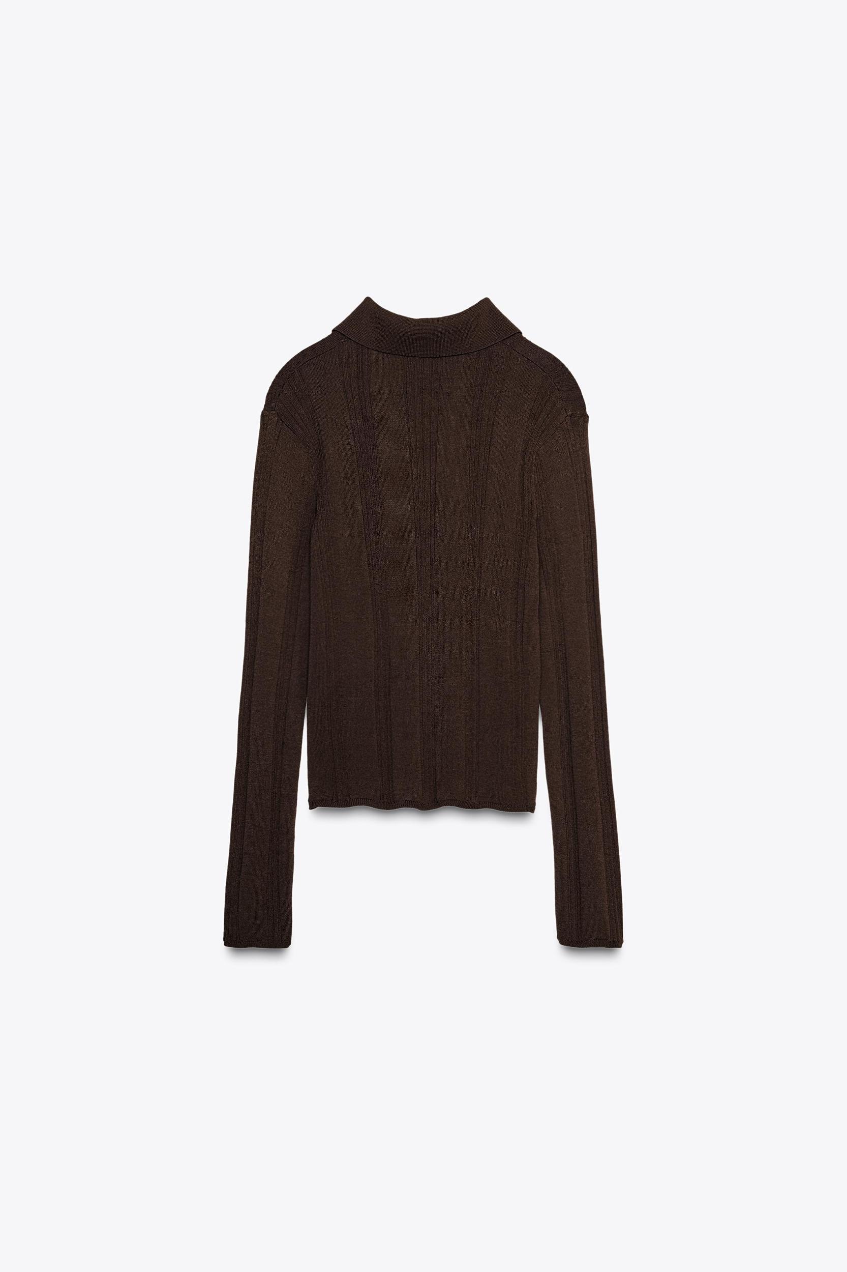 RIBBED KNIT POLO JACKET Product Image