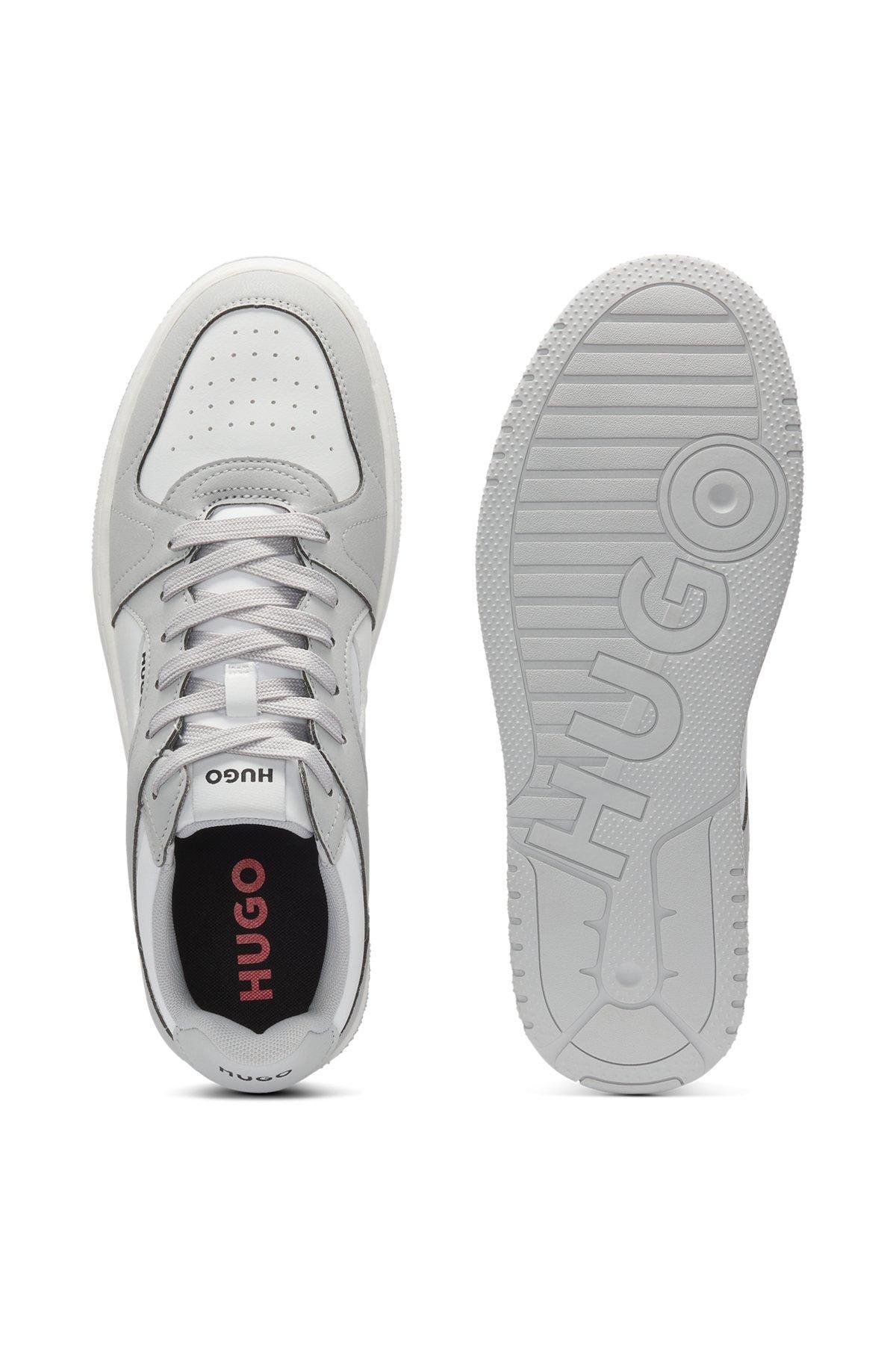 Low-top trainers with faux leather Product Image