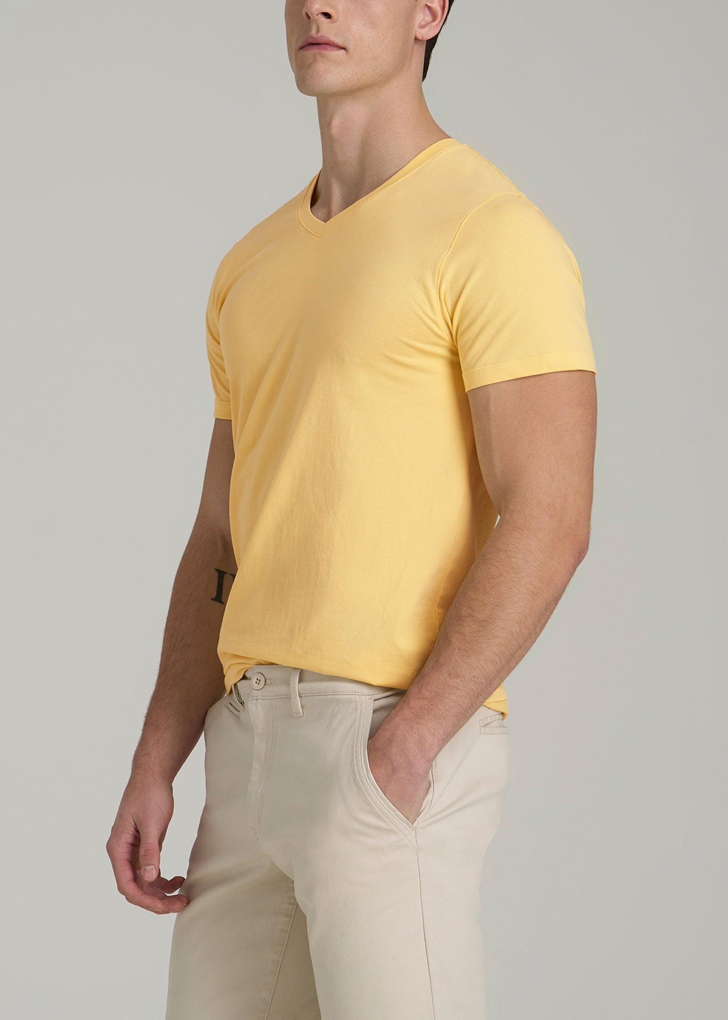 The Essential MODERN-FIT V-Neck Tee for Tall Men in Lemon Drop Product Image