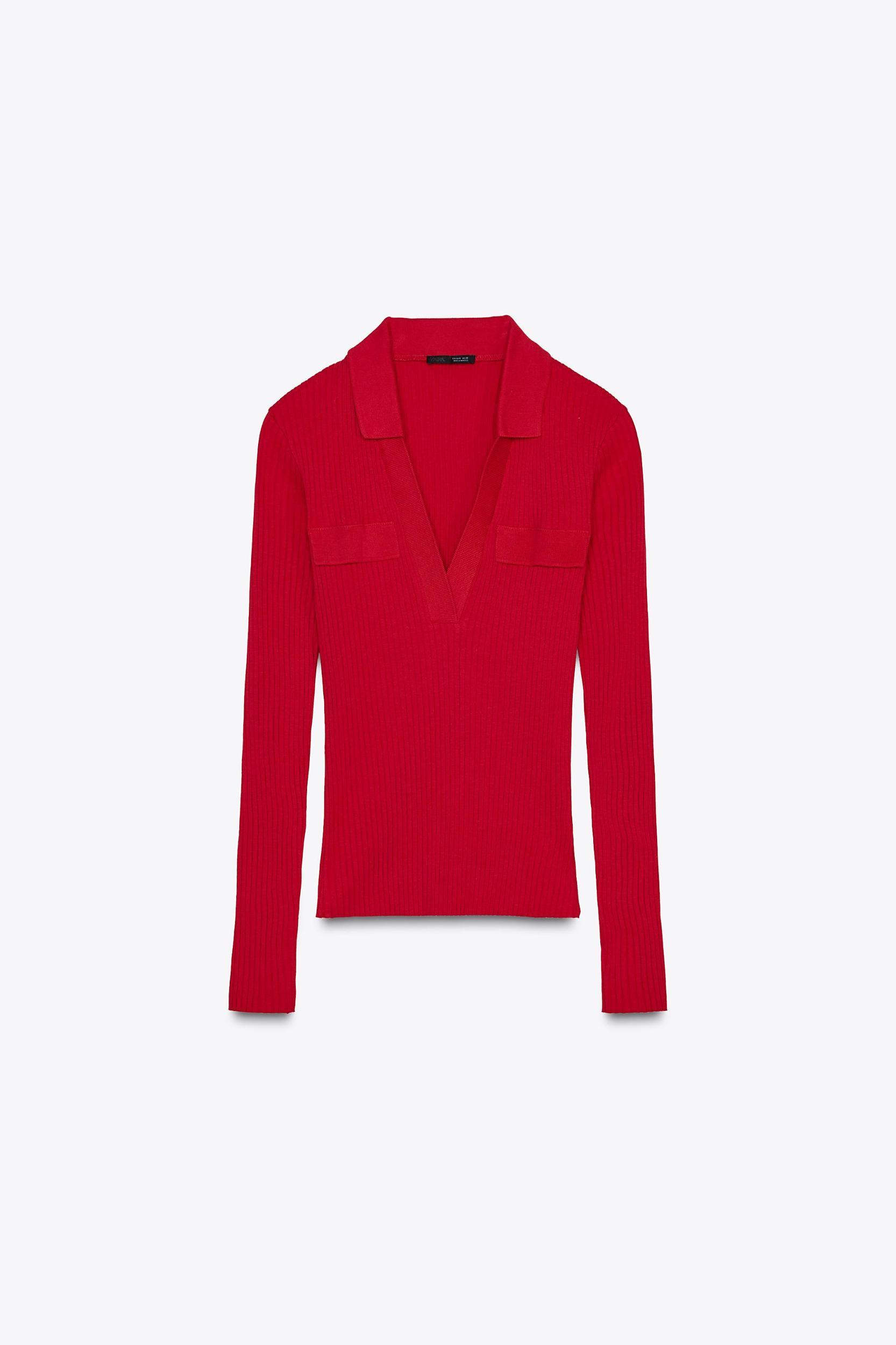 RIBBED POLO NECK T-SHIRT Product Image