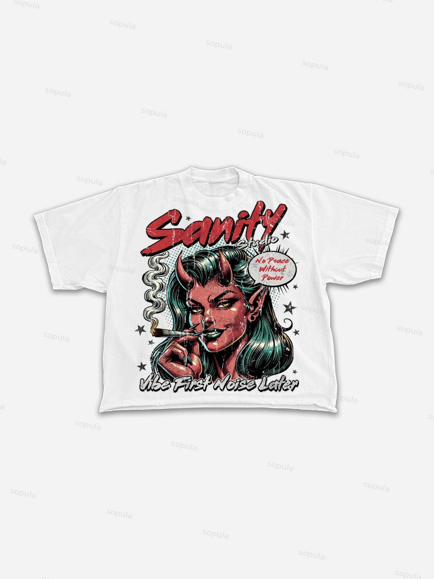 Sanity Keep Your Aura Old Vintage Americana Graphic Cropped T-shirt Product Image