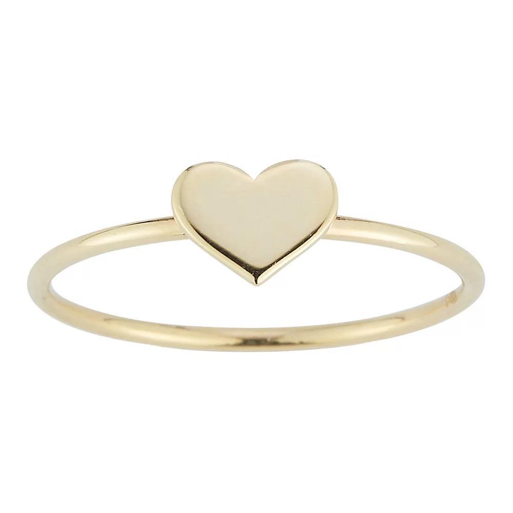LUMINOR GOLD 14k Gold Heart Stackable Ring, Women's, Size: 8, Yellow Product Image