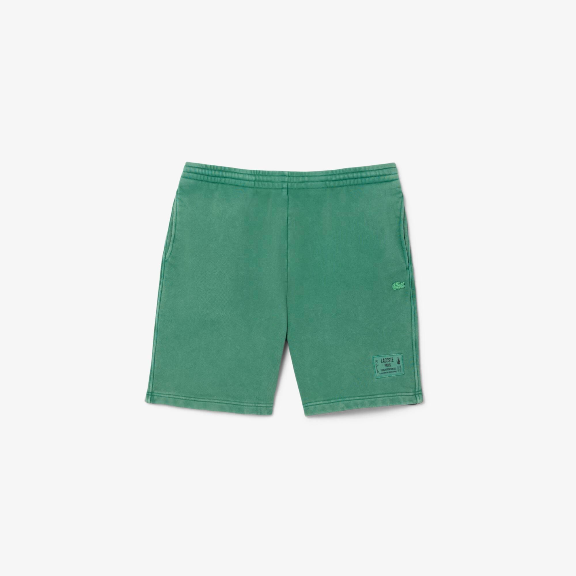 Washed Effect Cotton Fleece Shorts Product Image
