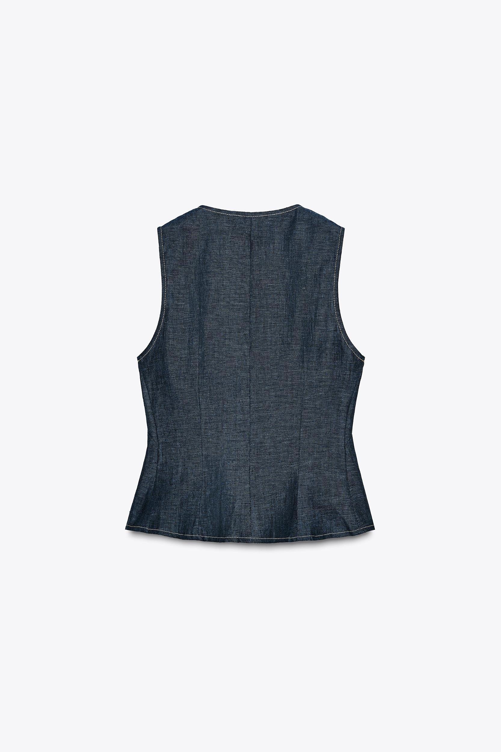 DOUBLE BREASTED LINEN VEST Product Image