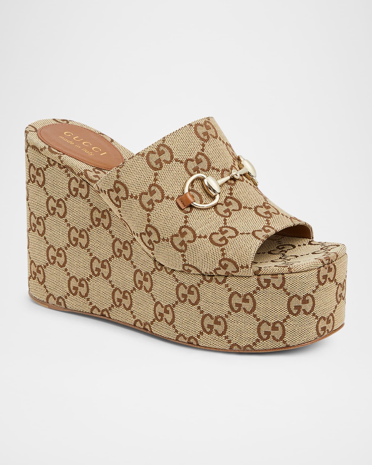 Carmen GG Canvas Platform Wedge Sandals Product Image