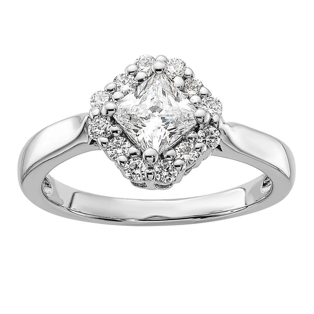 Diamonore Sterling Silver Cubic Zirconia Halo Ring, Women's, Size: 9 Product Image