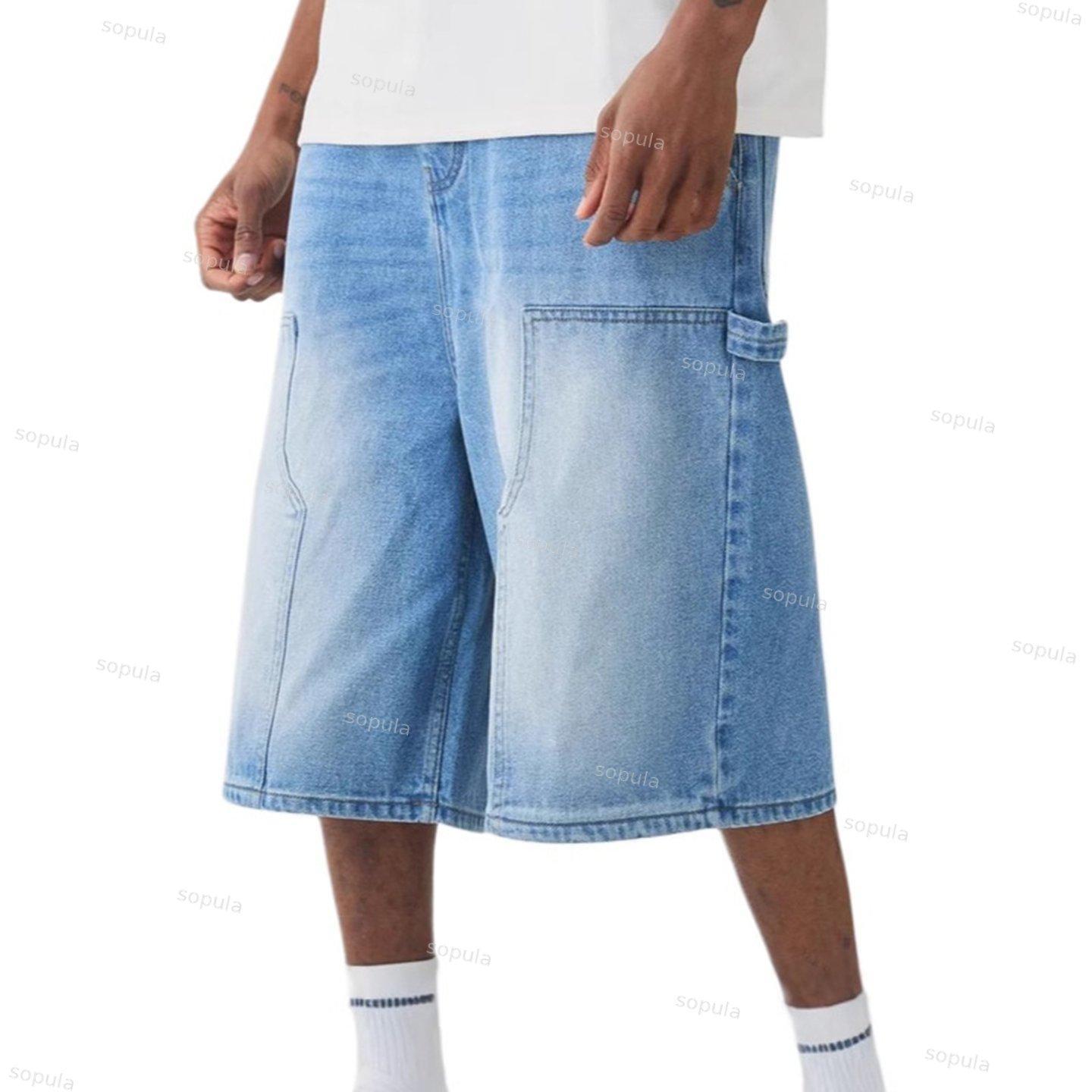Men's Casual Solid Denim Shorts Product Image