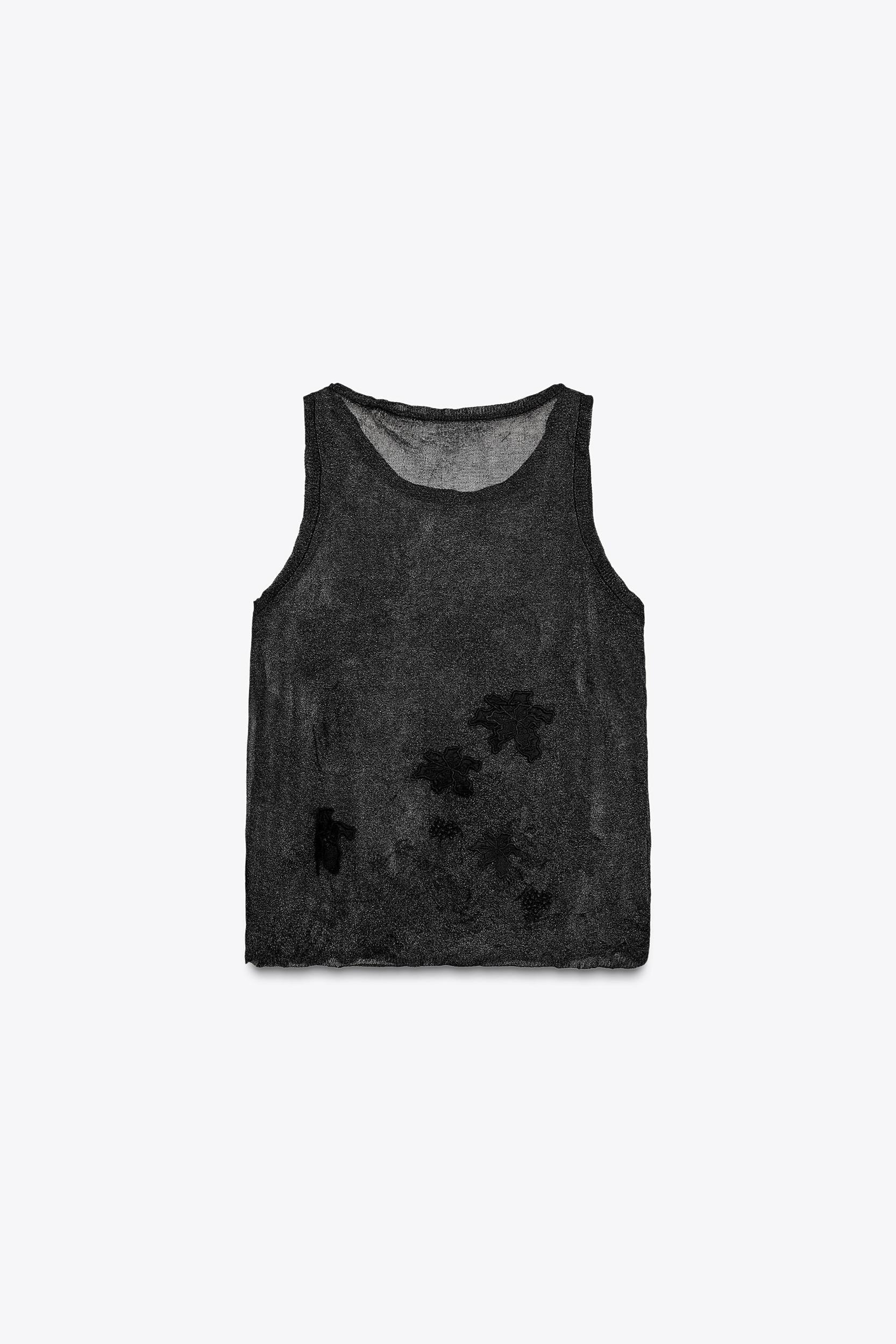 SEMI-SHEER STRUCTURED KNIT TOP Product Image