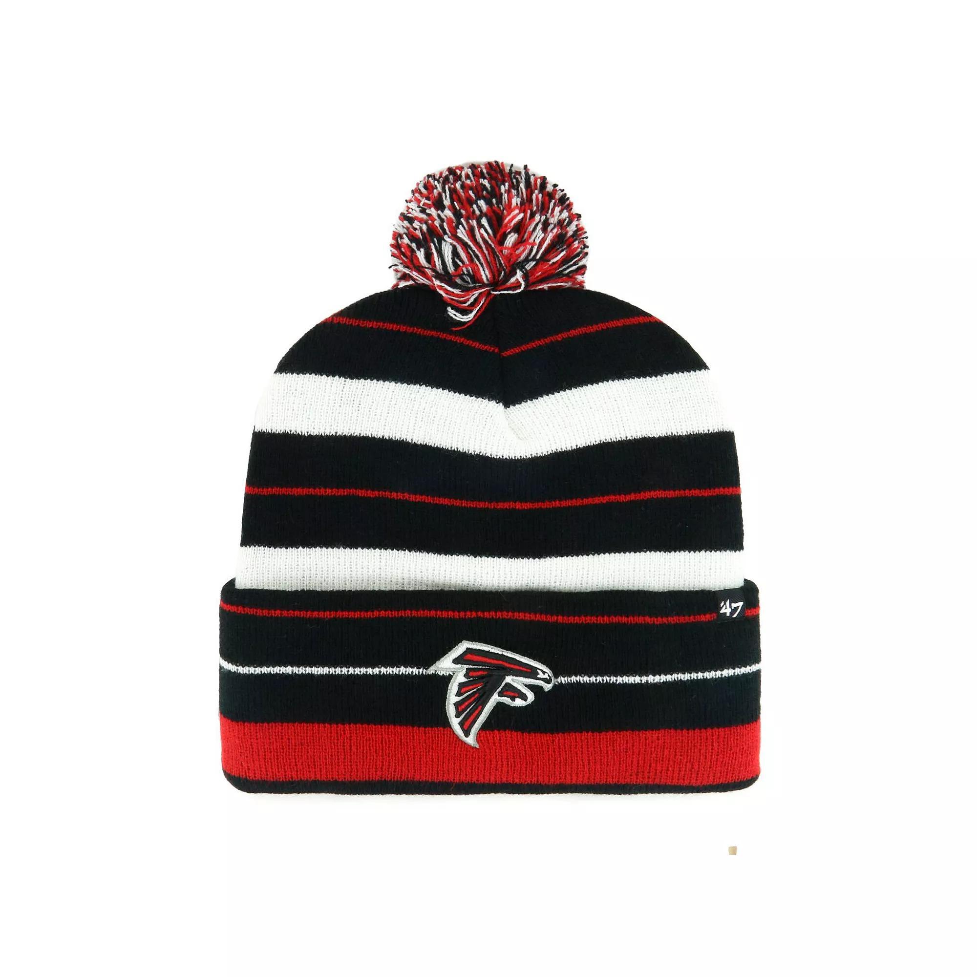 Men's '47 Black Atlanta Falcons Powerline Cuffed Knit Hat with Pom Product Image