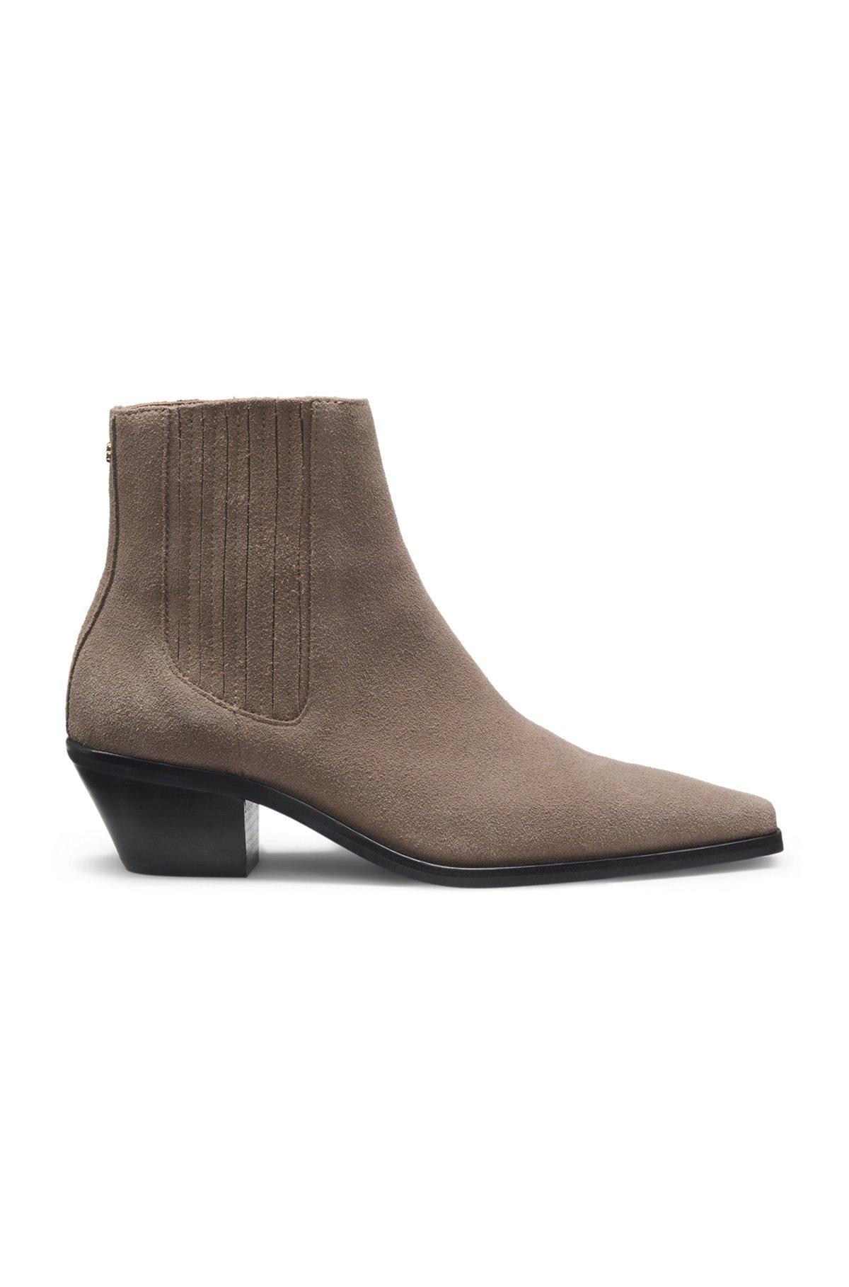 BOSS - Ankle boots in suede with Cuban heel - Light Brown Product Image