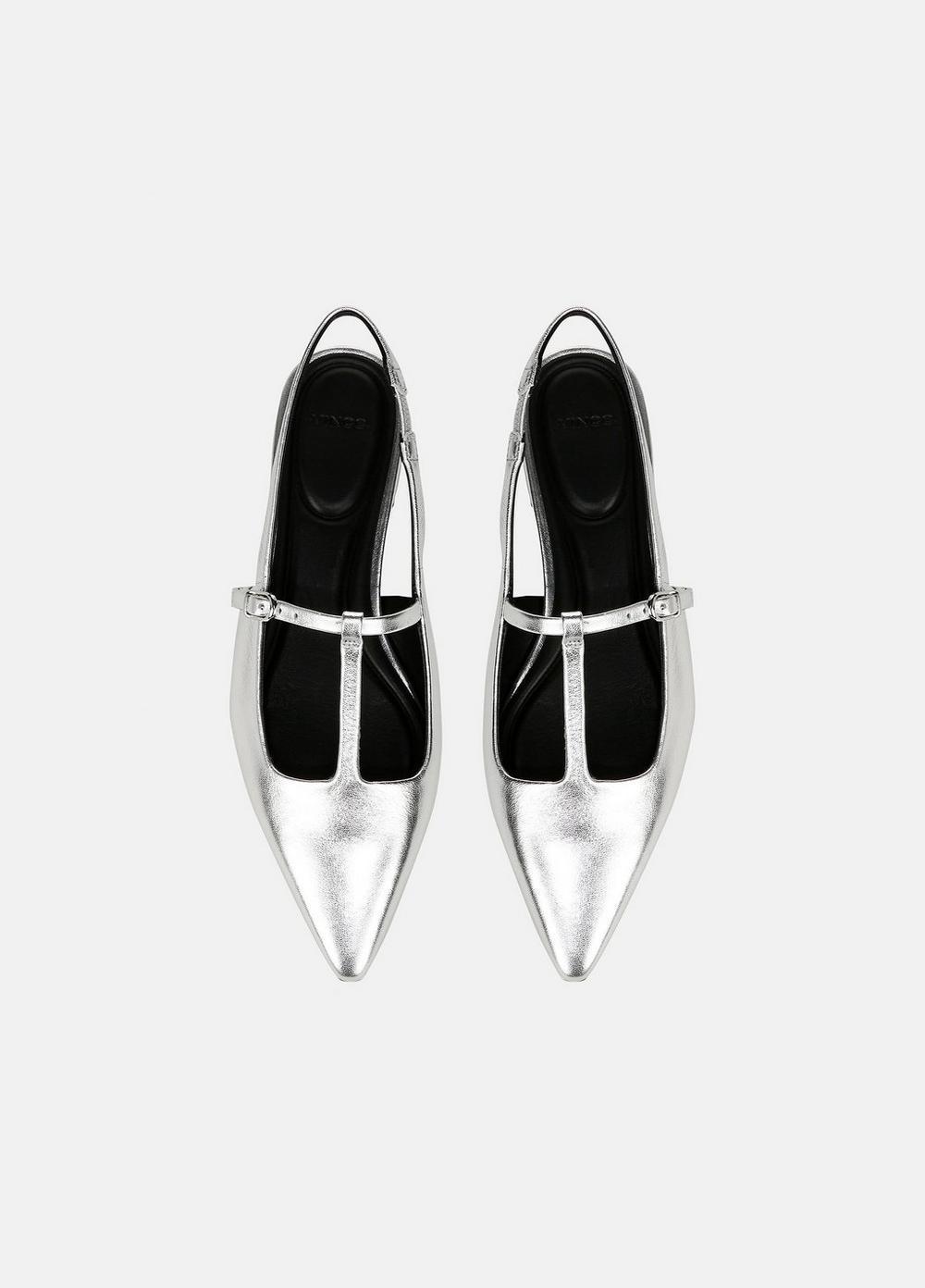 Womens Iliana Metallic Leather Slingback Flat, Silver, Size 9.5 Vince Product Image