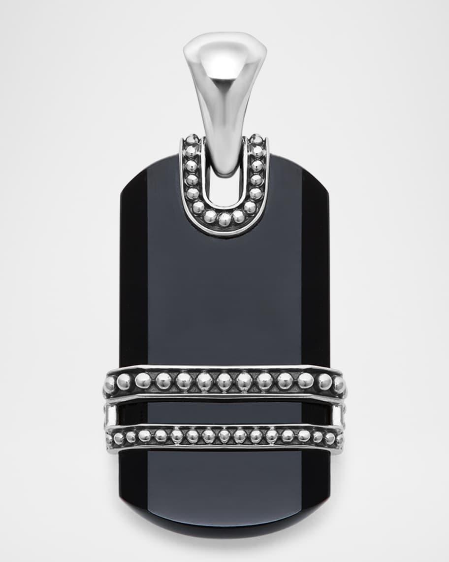 Lagos Mens Sterling Silver Anthem Tiger Eye Dog Tag Amulet Pendant - Exclusive Product Image