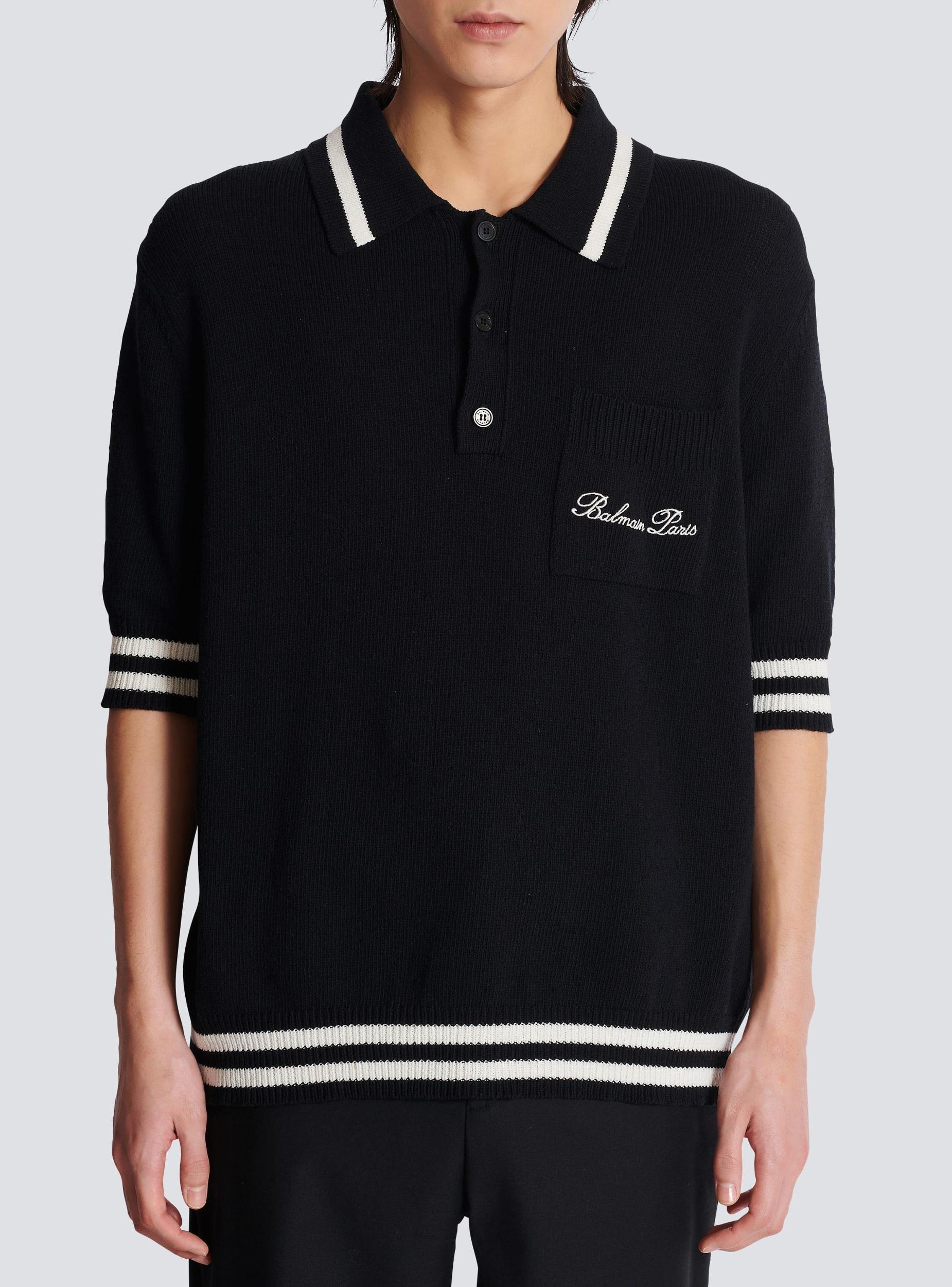 Wool polo shirt with Balmain Signature embroidery Product Image