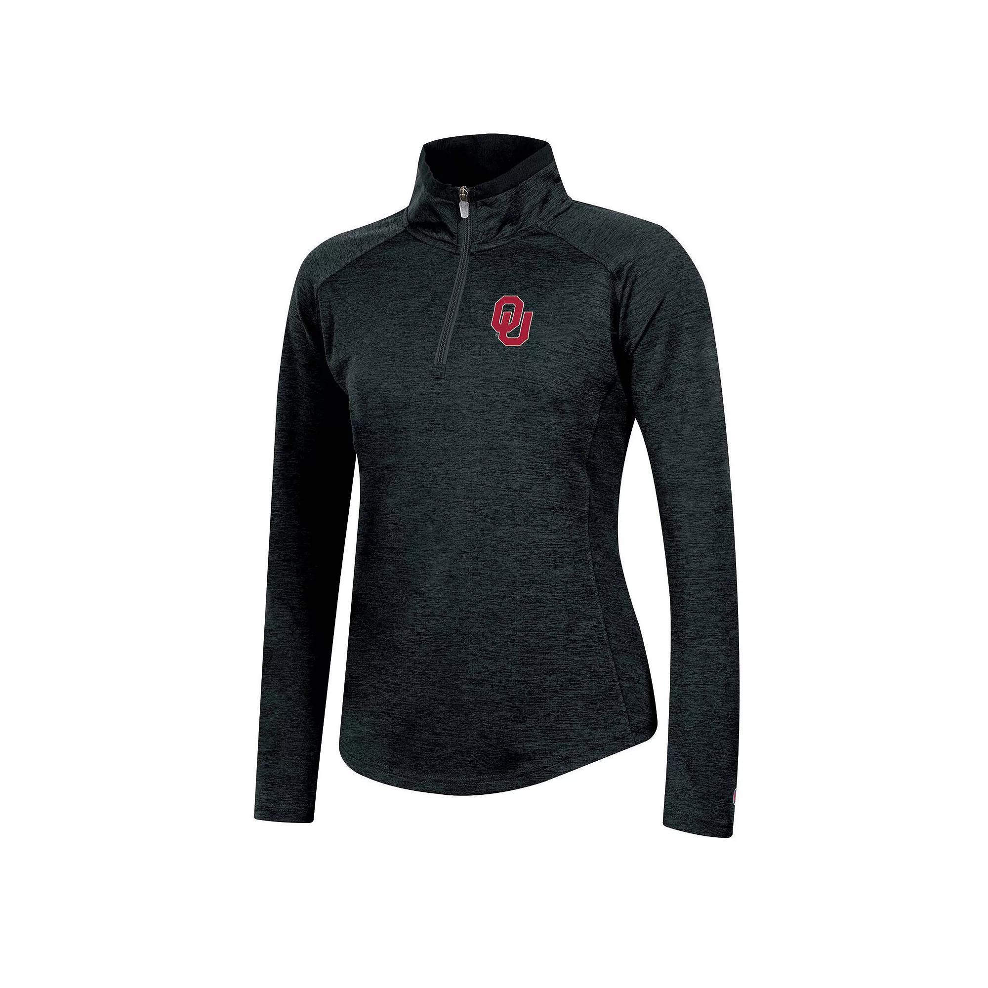 Womens Champion Heathered Black Oklahoma Sooners Core Raglan Quarter-Zip Jacket Product Image