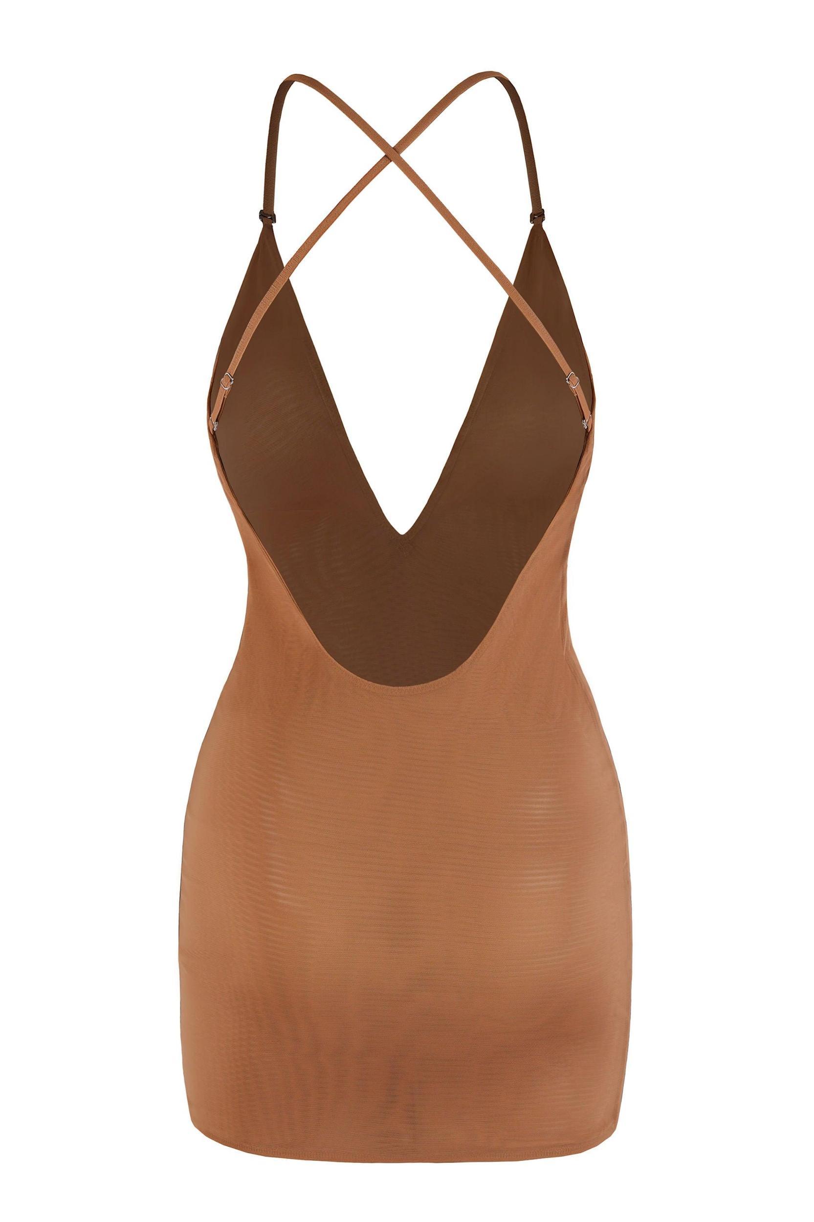 Intimates Soft Mesh Multiway Mini Dress in Almond Product Image