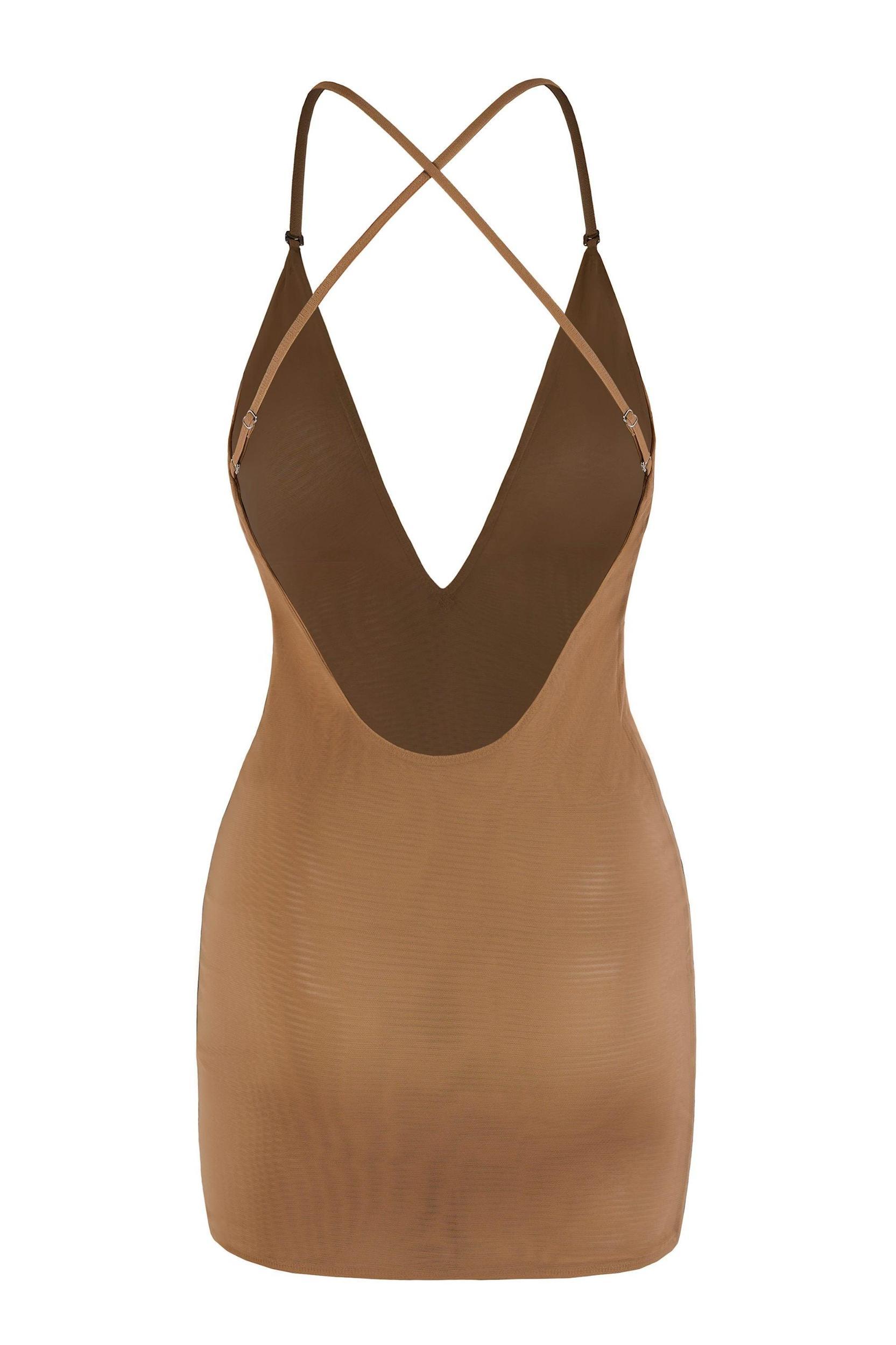 Intimates Soft Mesh Multiway Mini Dress in Almond Product Image