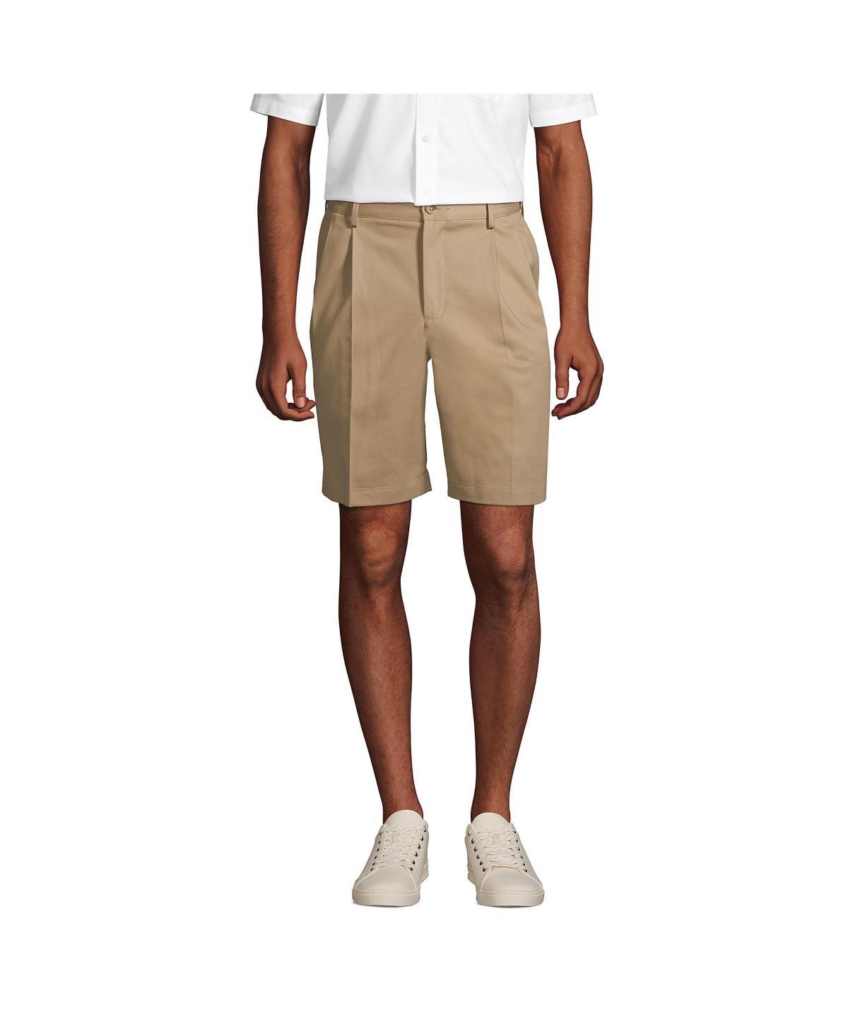 Men's Lands' End Comfort Waist 9-inch No-Iron Pleated Chino Shorts, Size: 37, Radiant Blue Product Image