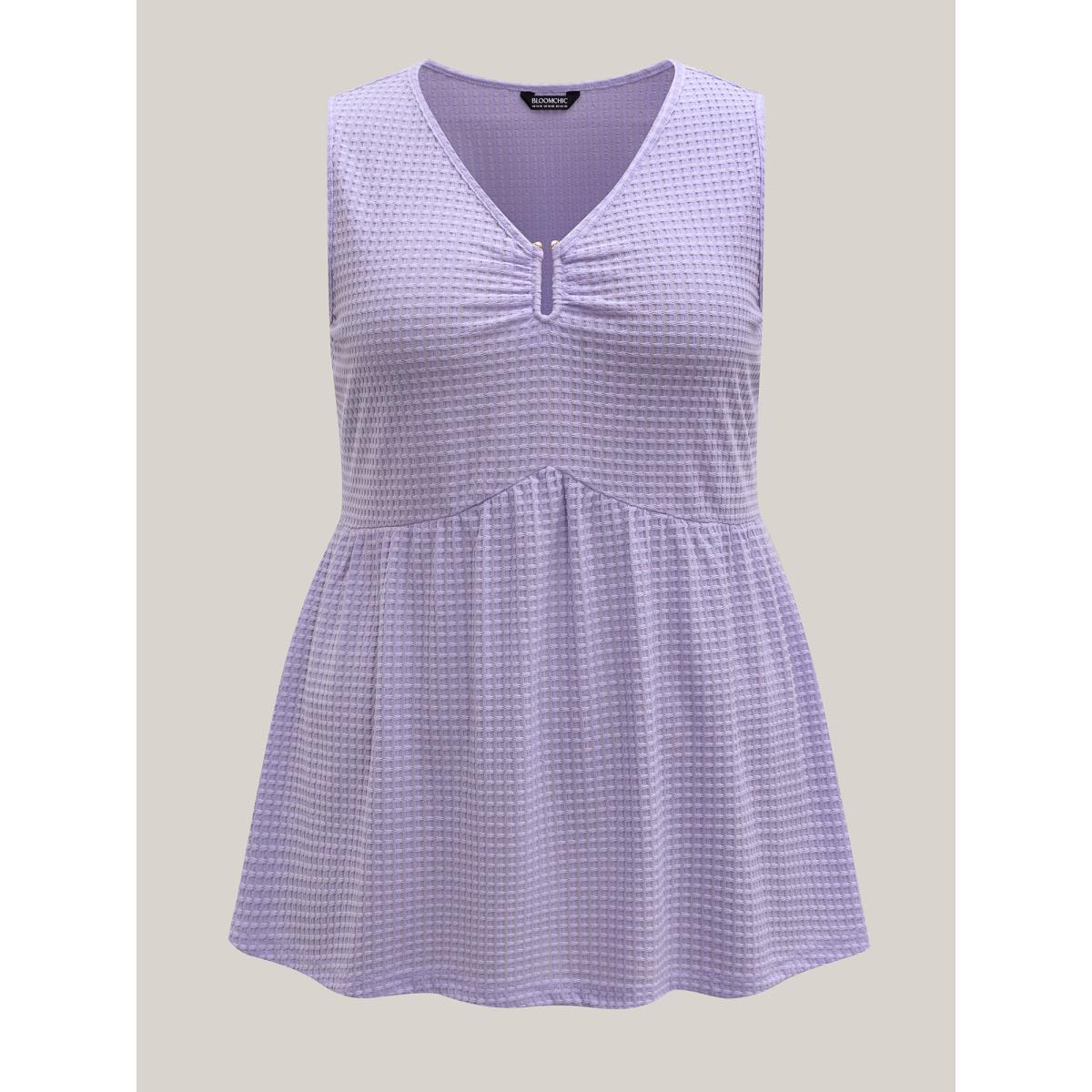 Plus Size Textured Metallic Detail Split Neck Tank Top Women Lilac Texture V-neck Everyday-Elegant Tank Tops Camis BloomChic 22-24/3X Product Image