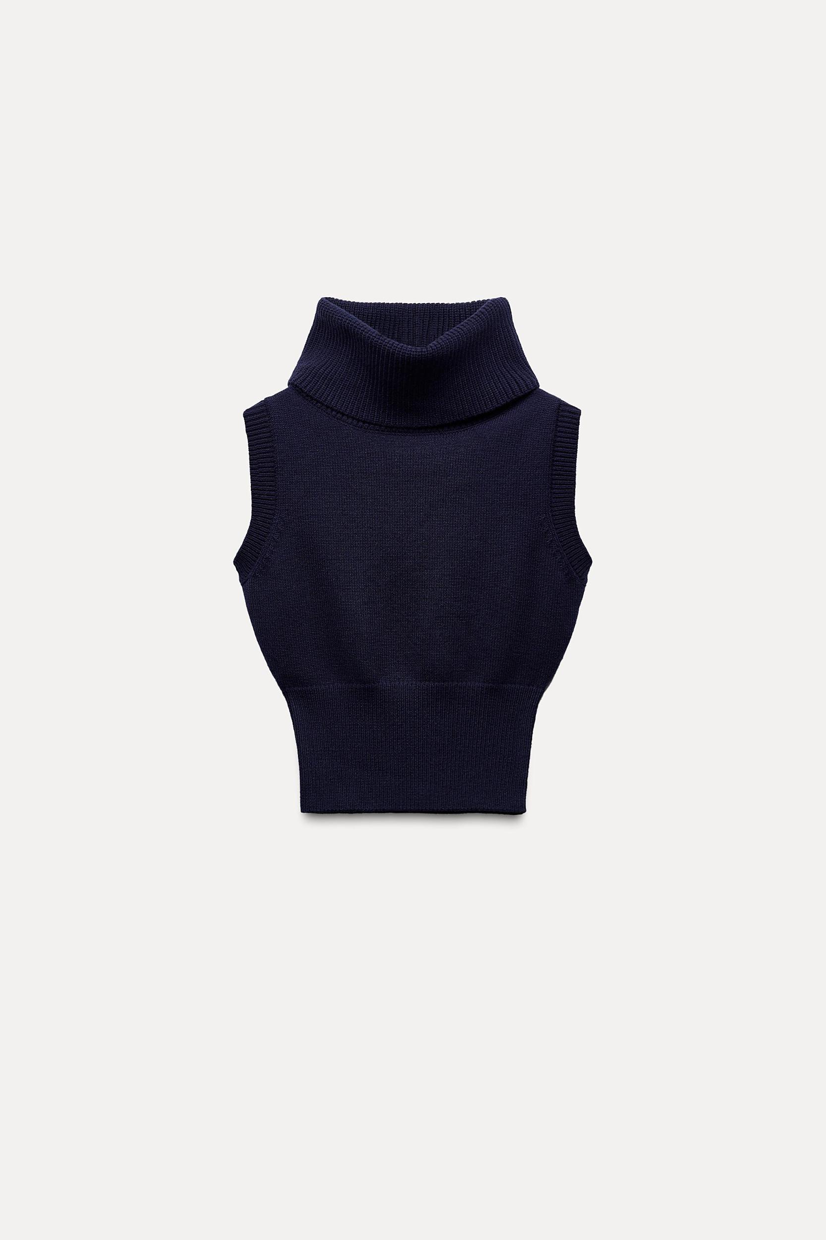 HIGH COLLAR KNIT SWEATER VEST Product Image