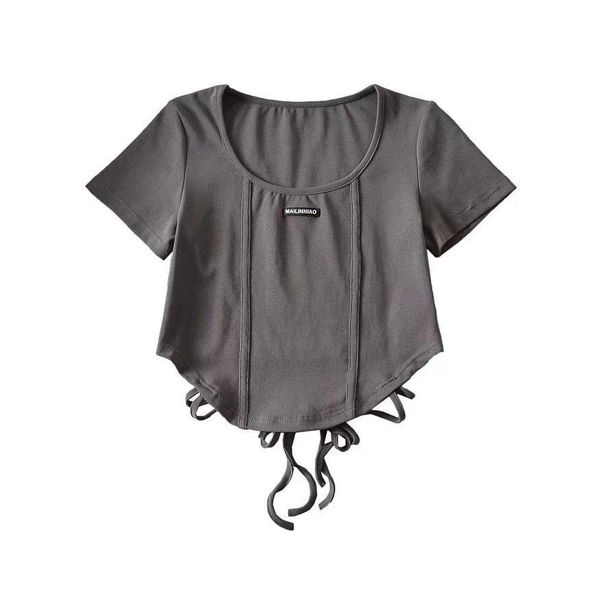 Short-Sleeve Label Cropped Top Product Image