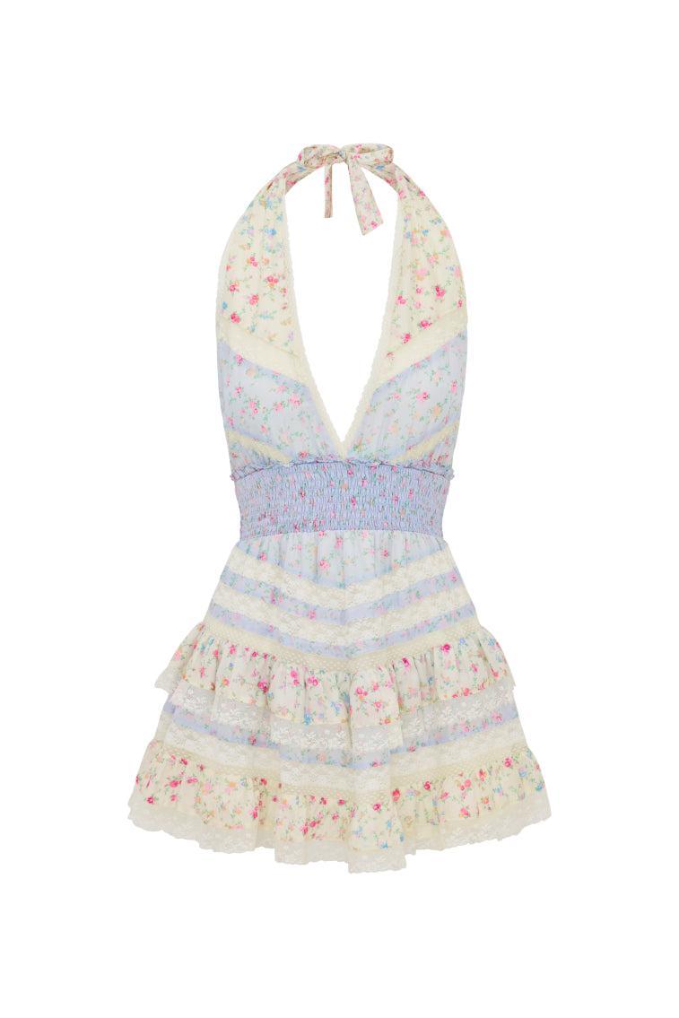 Prim Silk Floral Halter Dress Product Image