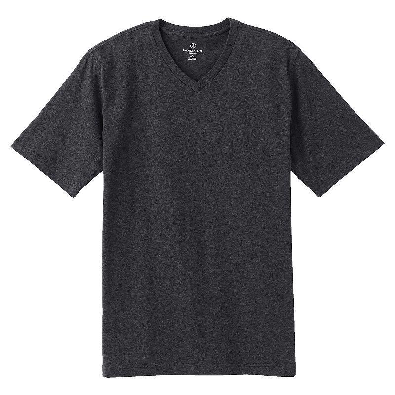 Mens Lands End Super-T V-Neck Tee Dark Grey Heather Product Image