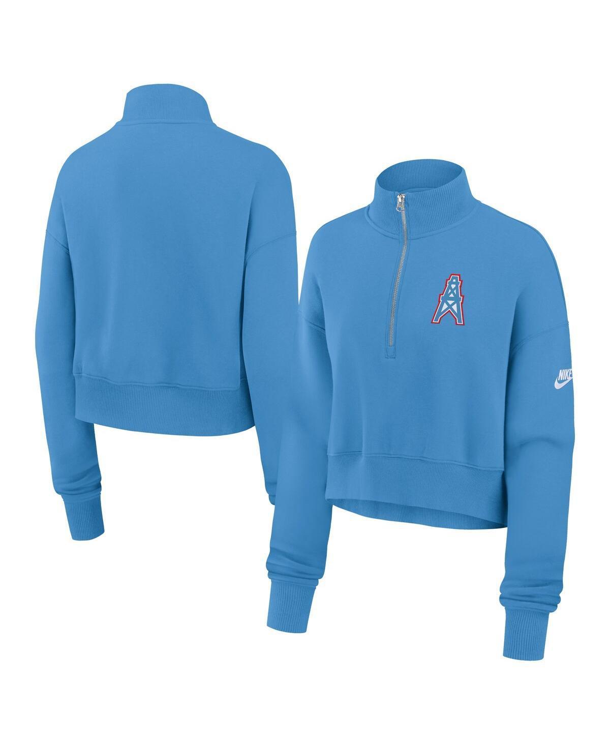 Women's Nike Navy New York Giants Rewind Phoenix Cropped Half-Zip Sweatshirt, Size: Large, Blue Product Image
