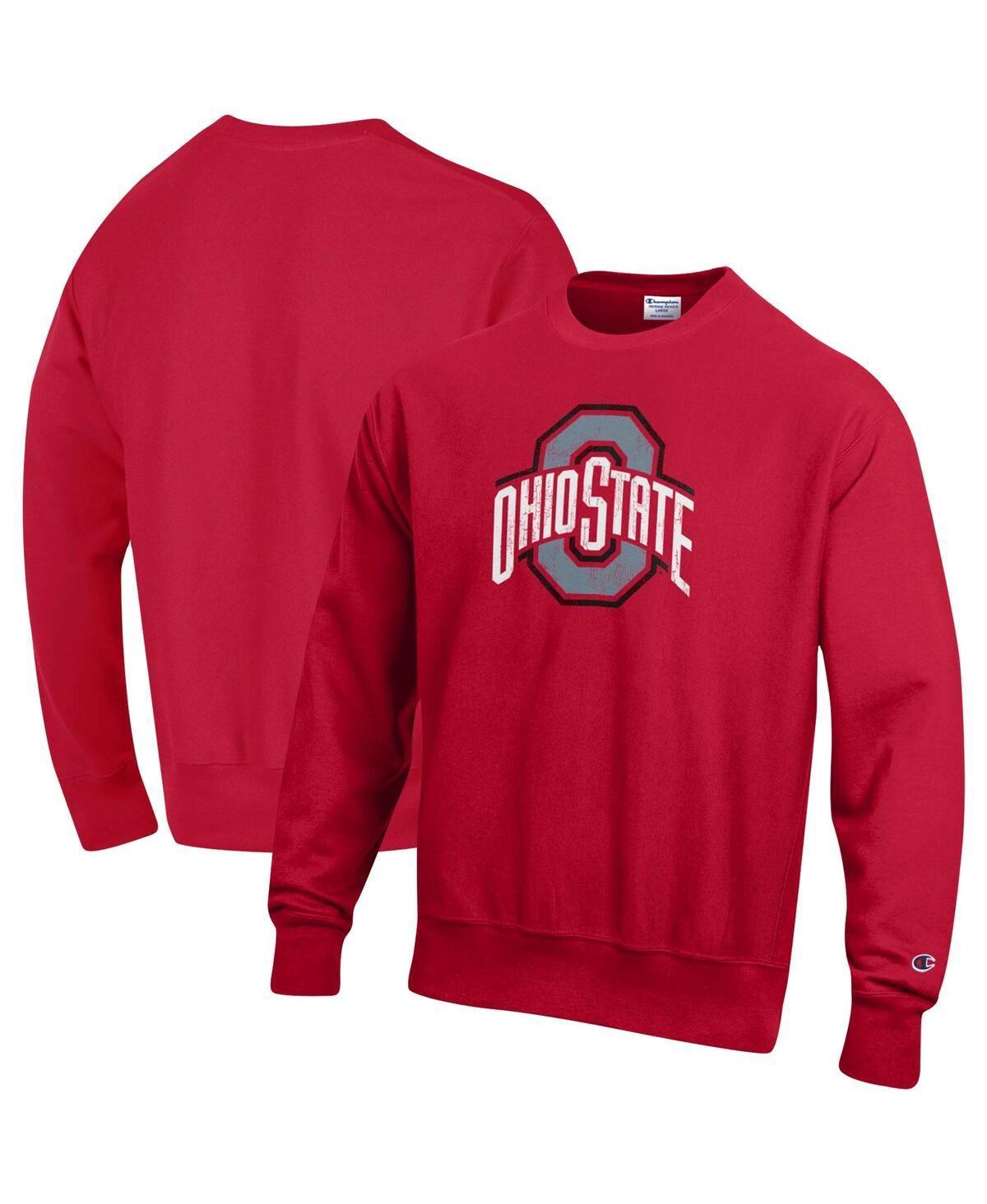 Men's Champion Scarlet Ohio State Buckeyes Vault Logo Reverse Weave Pullover Sweatshirt, Size: Small, Red Product Image