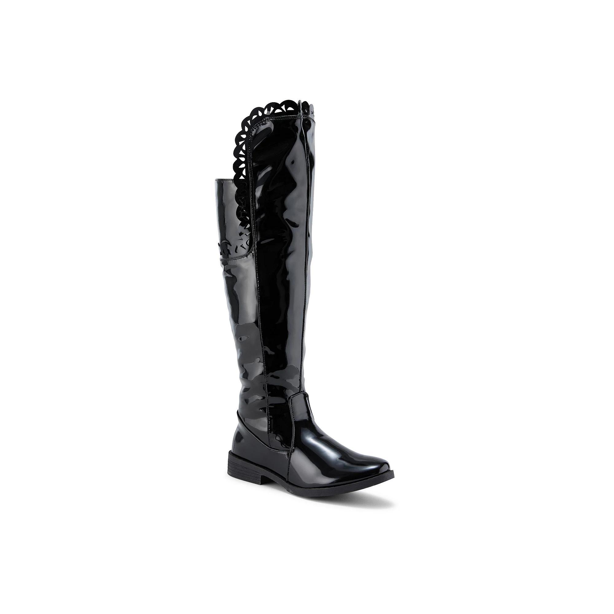 Henry Ferrera Charm-504 Women's Thigh-High Boots, Size: 8.5, Black Patent Product Image
