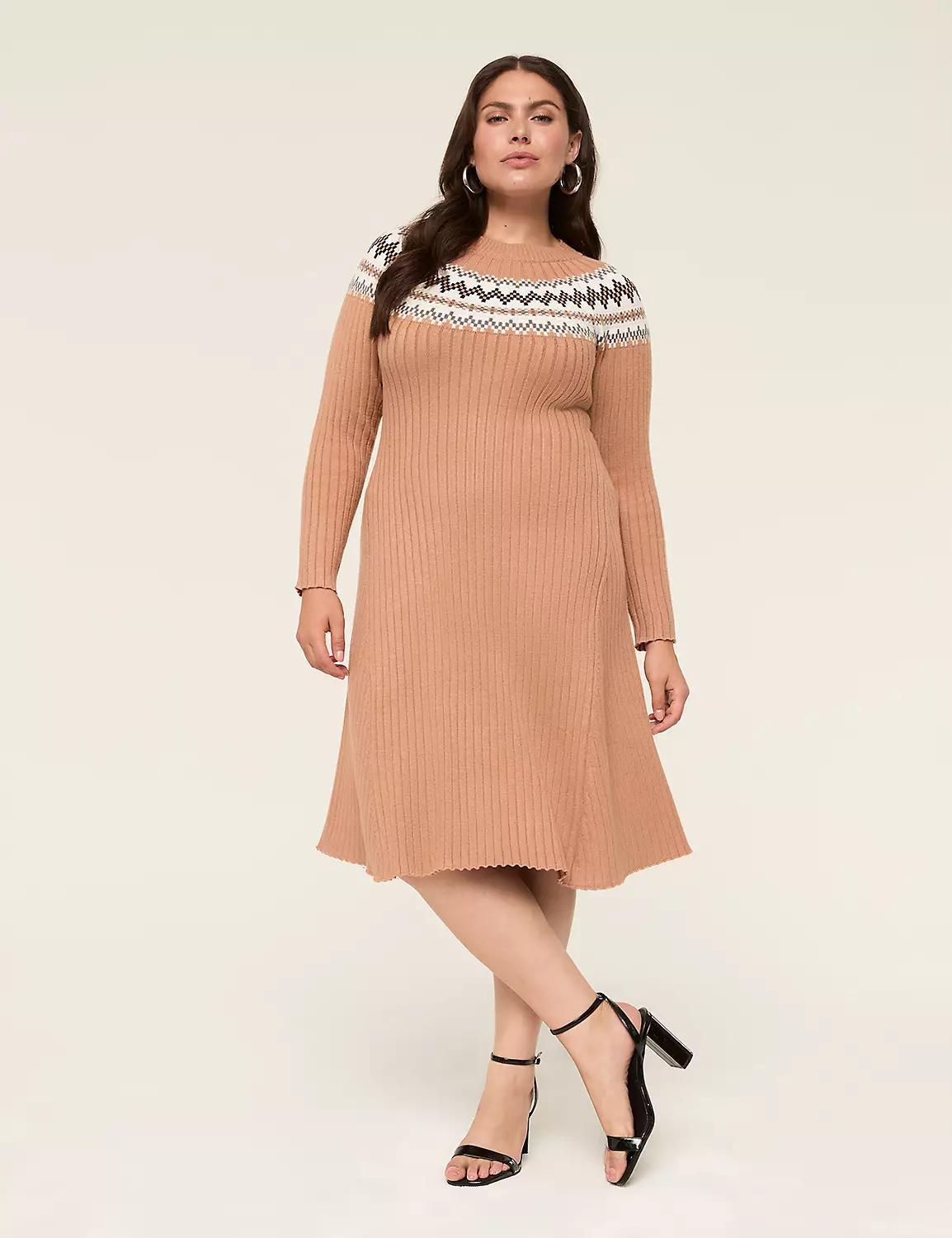 Rib Fair Isle Sweater Dress Product Image