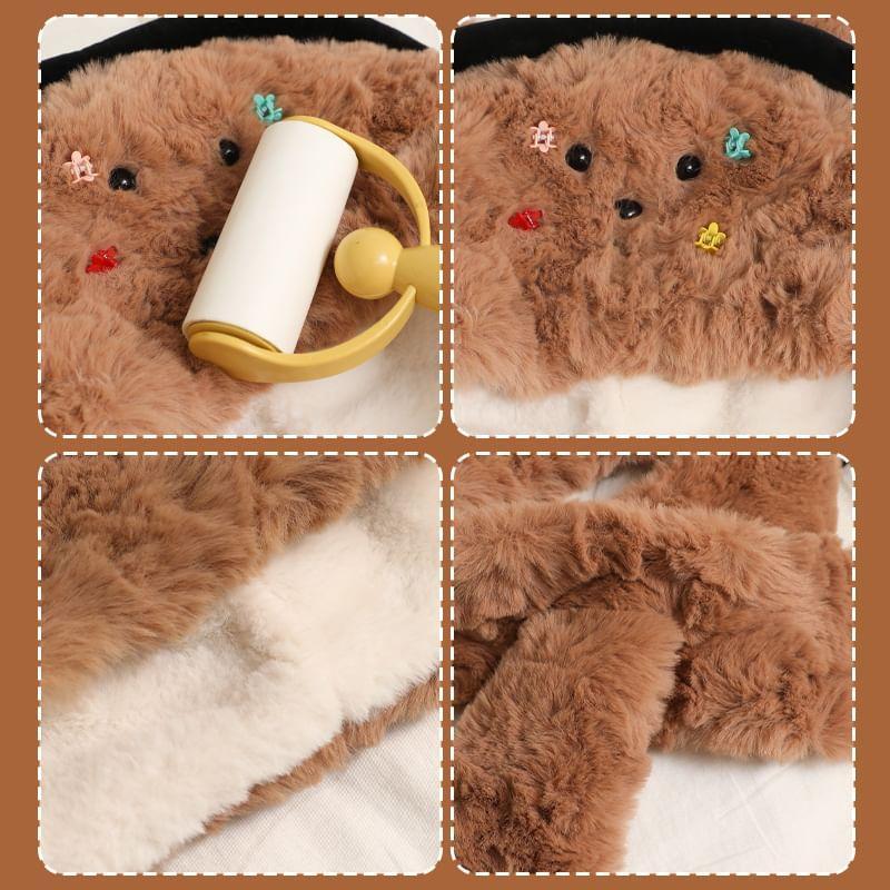 Bear Chenille Hooded Scarf / Decorative Clips / Set Product Image