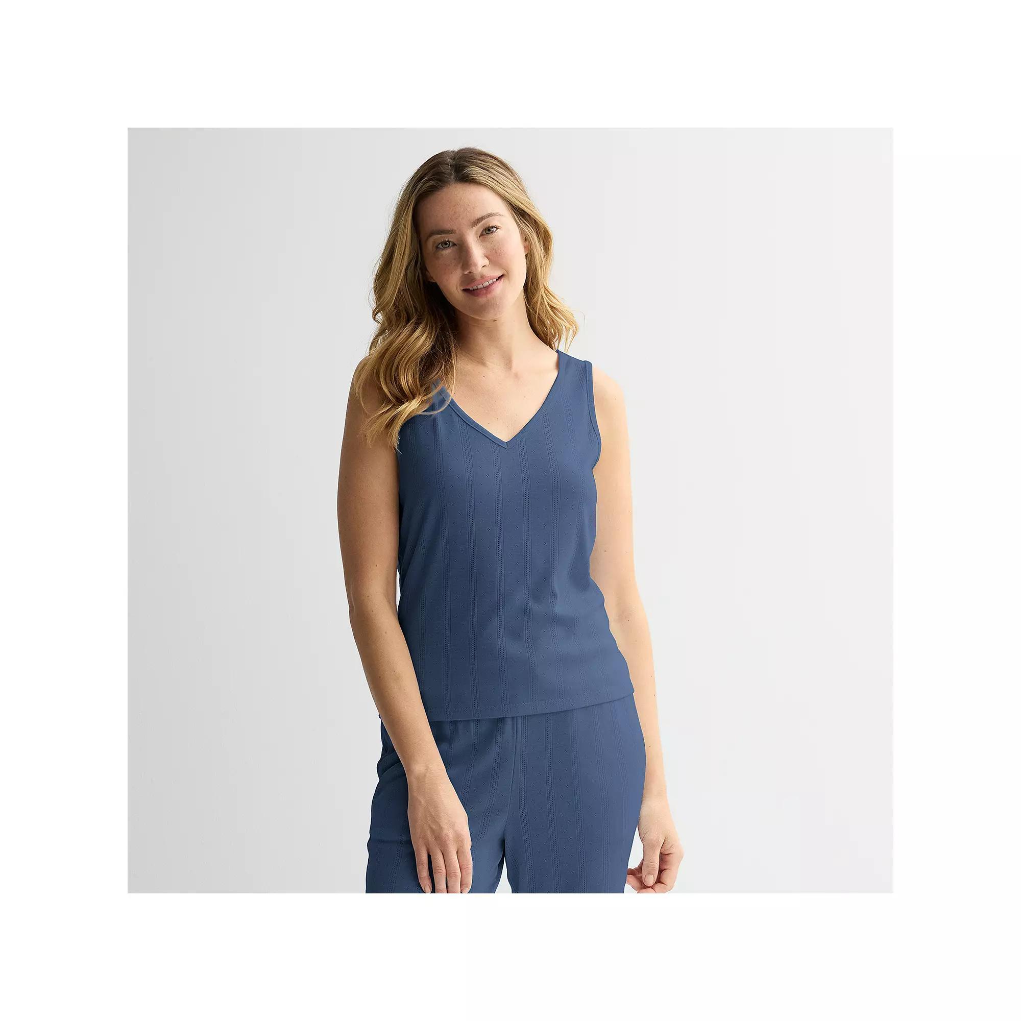 Women's Sonoma Goods For Life® Pointelle Sleep Tank, Size: Small, Pledge Blue Product Image