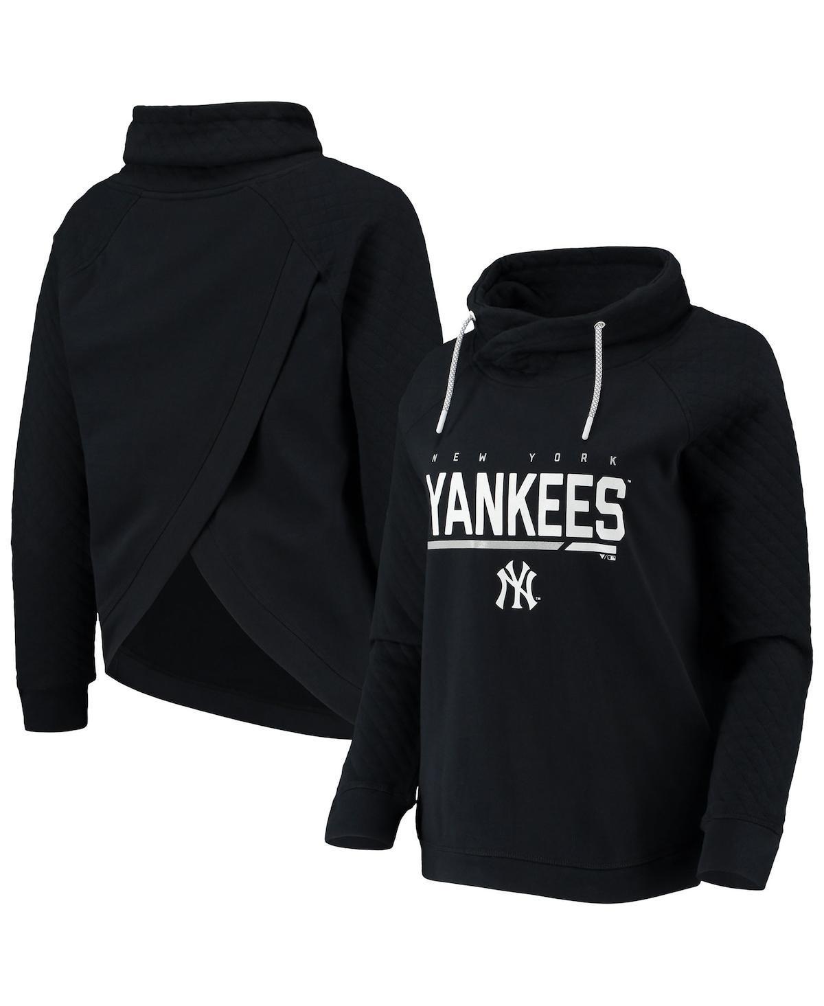 Women's Levelwear Black New York Yankees Vega Funnel Neck Raglan Pullover Sweatshirt, Size: XS Product Image