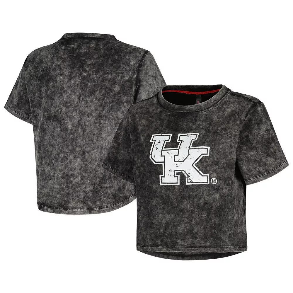 Women's Black Kentucky Wildcats Vintage Wash Milky Silk Cropped T-Shirt, Size: XL Product Image