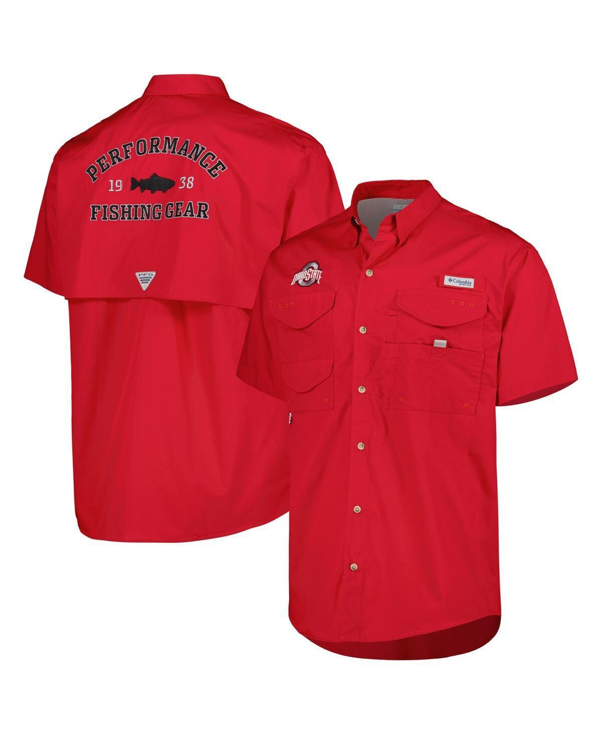 Men's Columbia Scarlet Ohio State Buckeyes Bonehead Button-Up Shirt, Size: Medium, Red Product Image